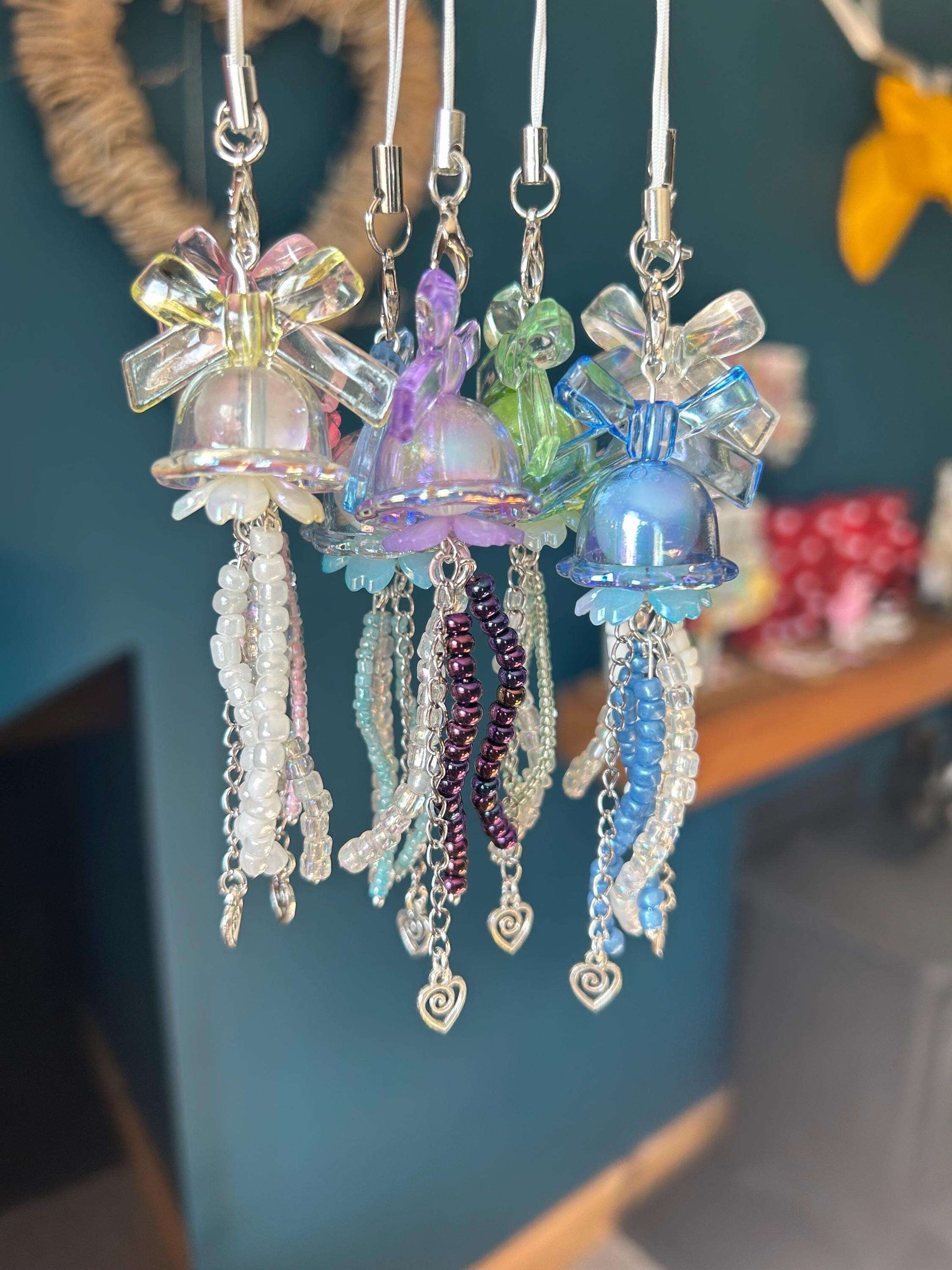 HANDMADE Cute Pastel Bow Jellyfish Phone Charms
