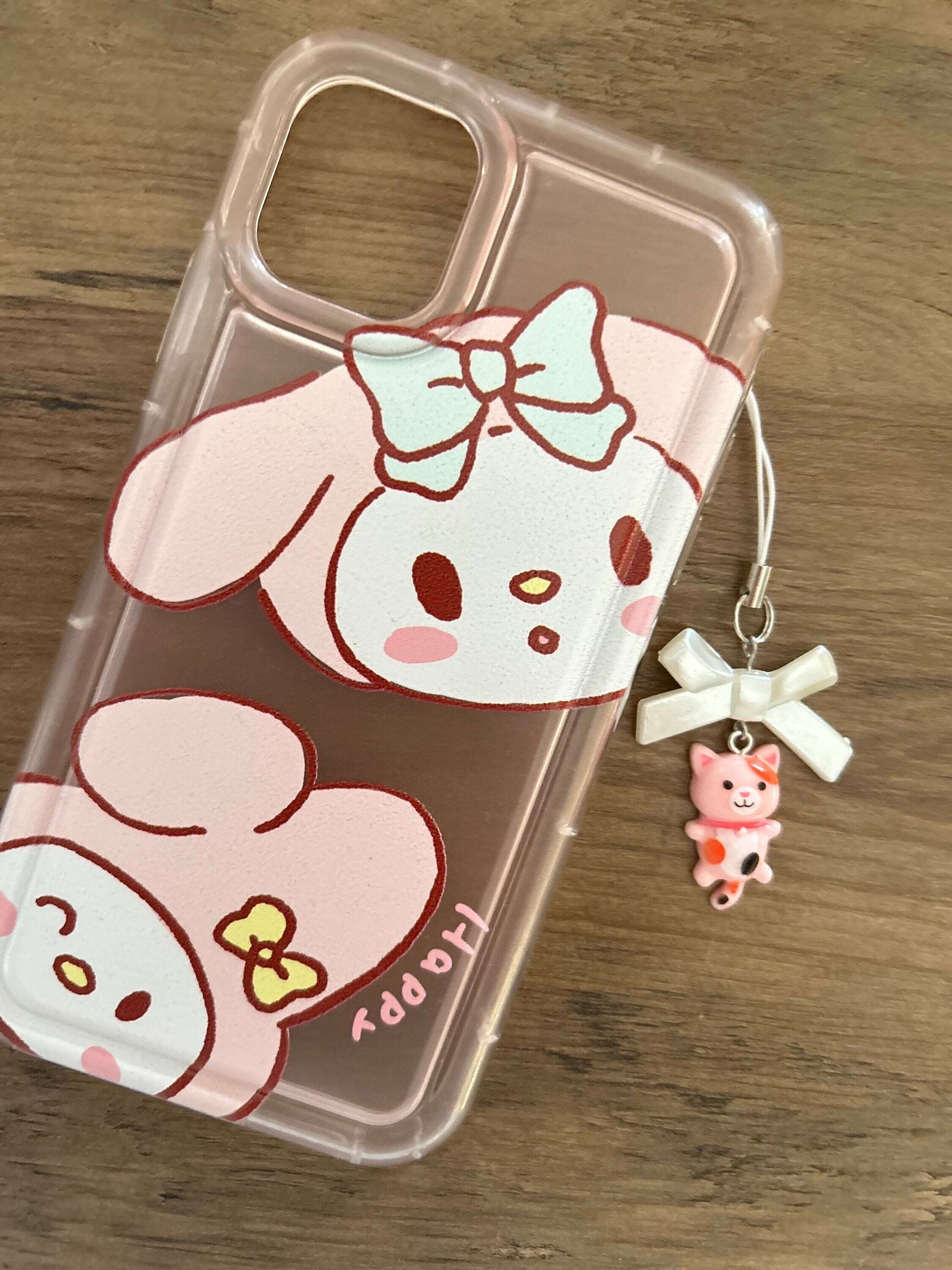 HANDMADE Cute Kawaii Calico Cat Kitty Phone Charms Pink