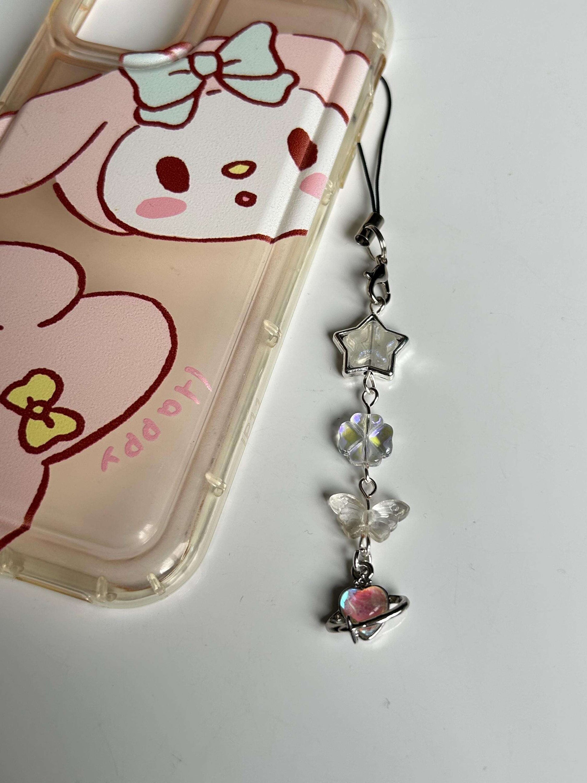 HANDMADE Cute Whimsical Iridescent Phone Charms Planetary Heart