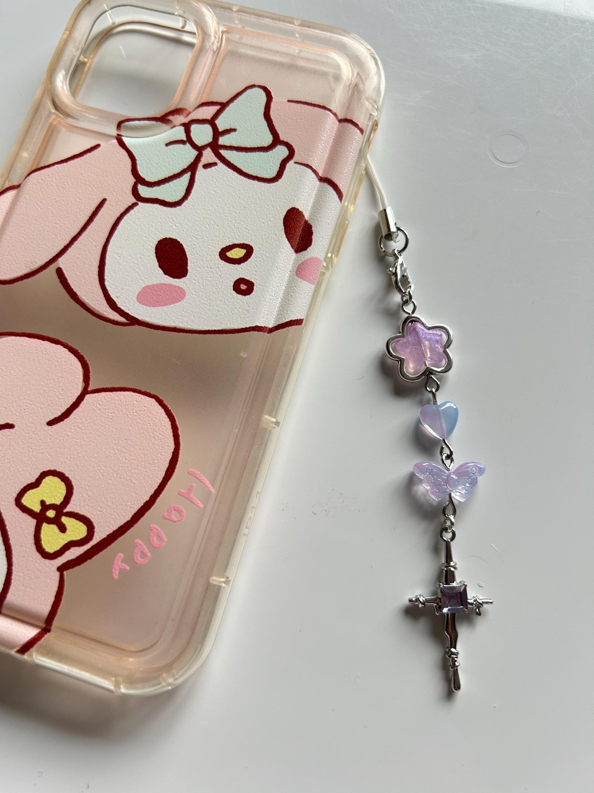 HANDMADE Cute Whimsical Star Phone Charms Purple Pink