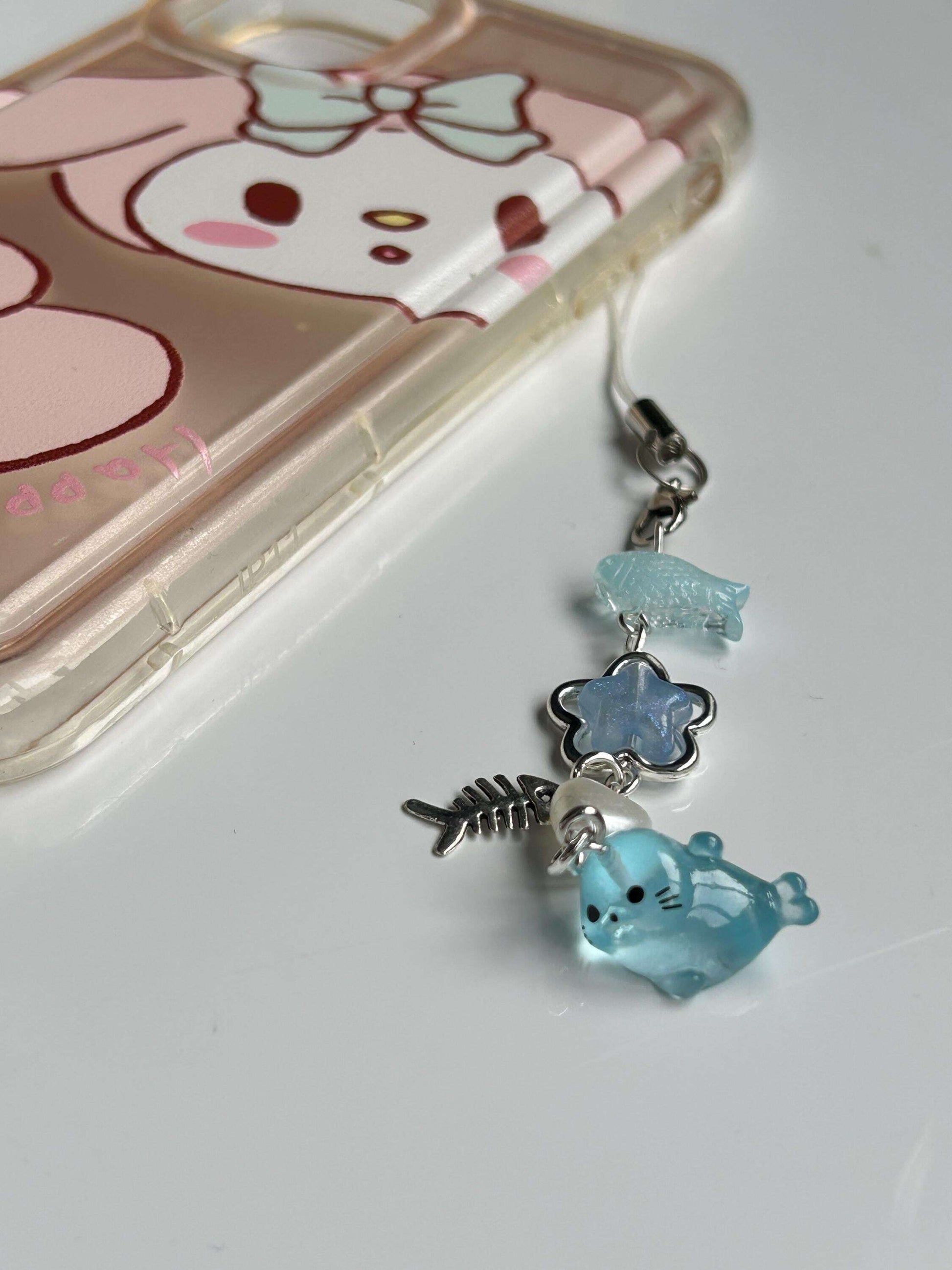 HANDMADE Cute Kawaii Seal Glow in the Dark Phone Charms Side Swimming