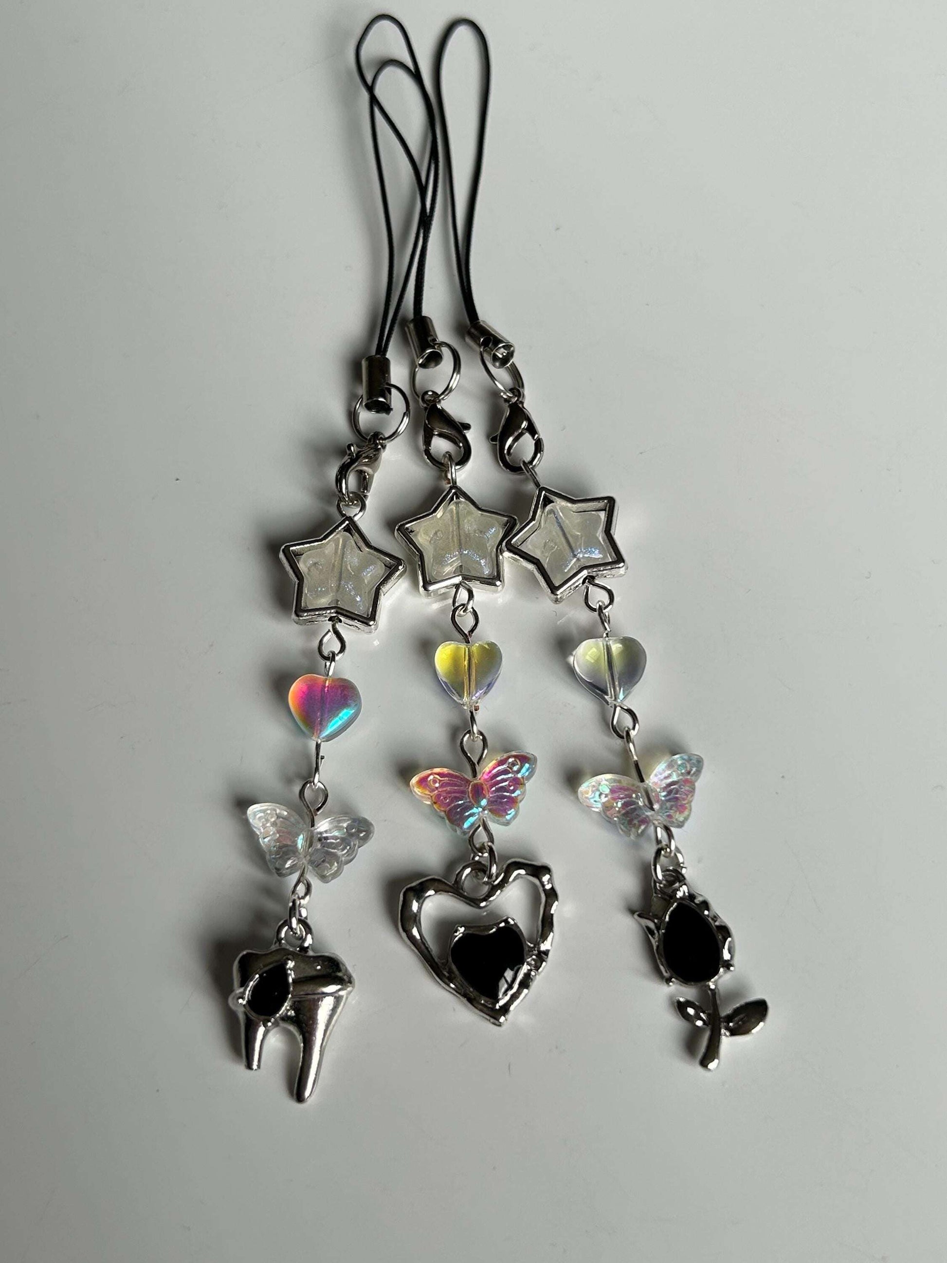 HANDMADE Cute Whimsical Black Phone Charms