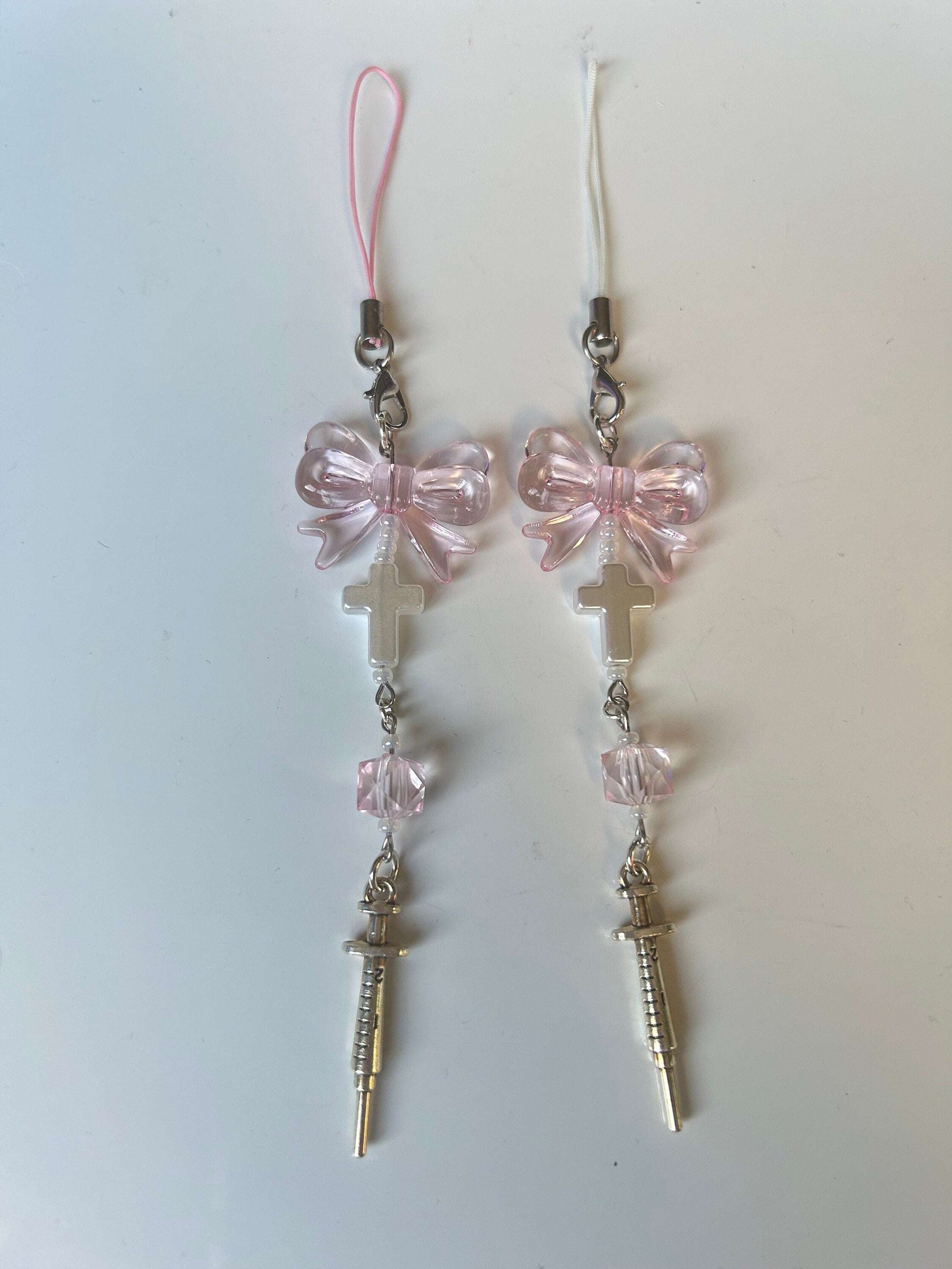 HANDMADE Cute Coquette Phone Charms Pink Syringe
