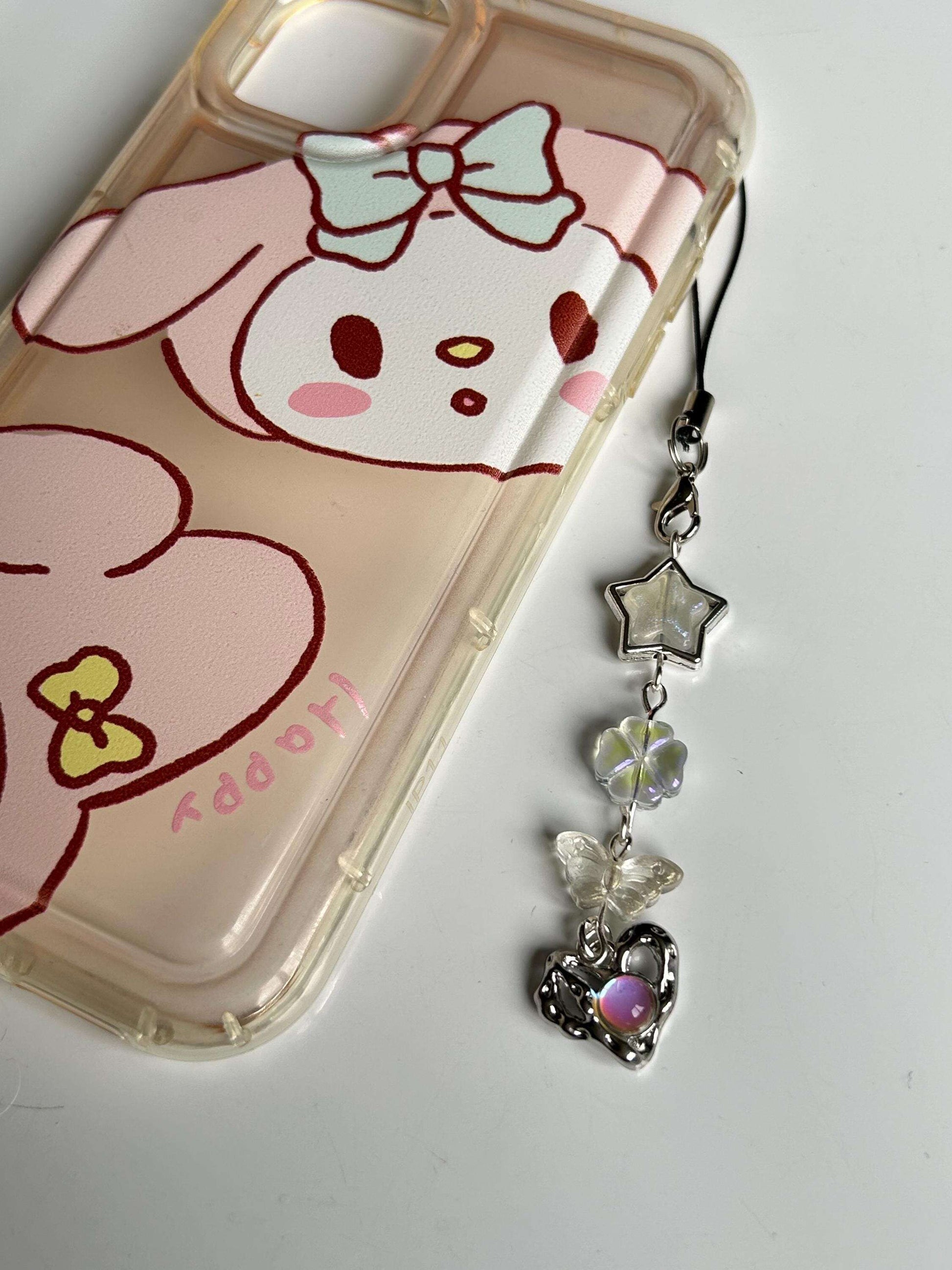HANDMADE Cute Whimsical Iridescent Phone Charms Open Heart