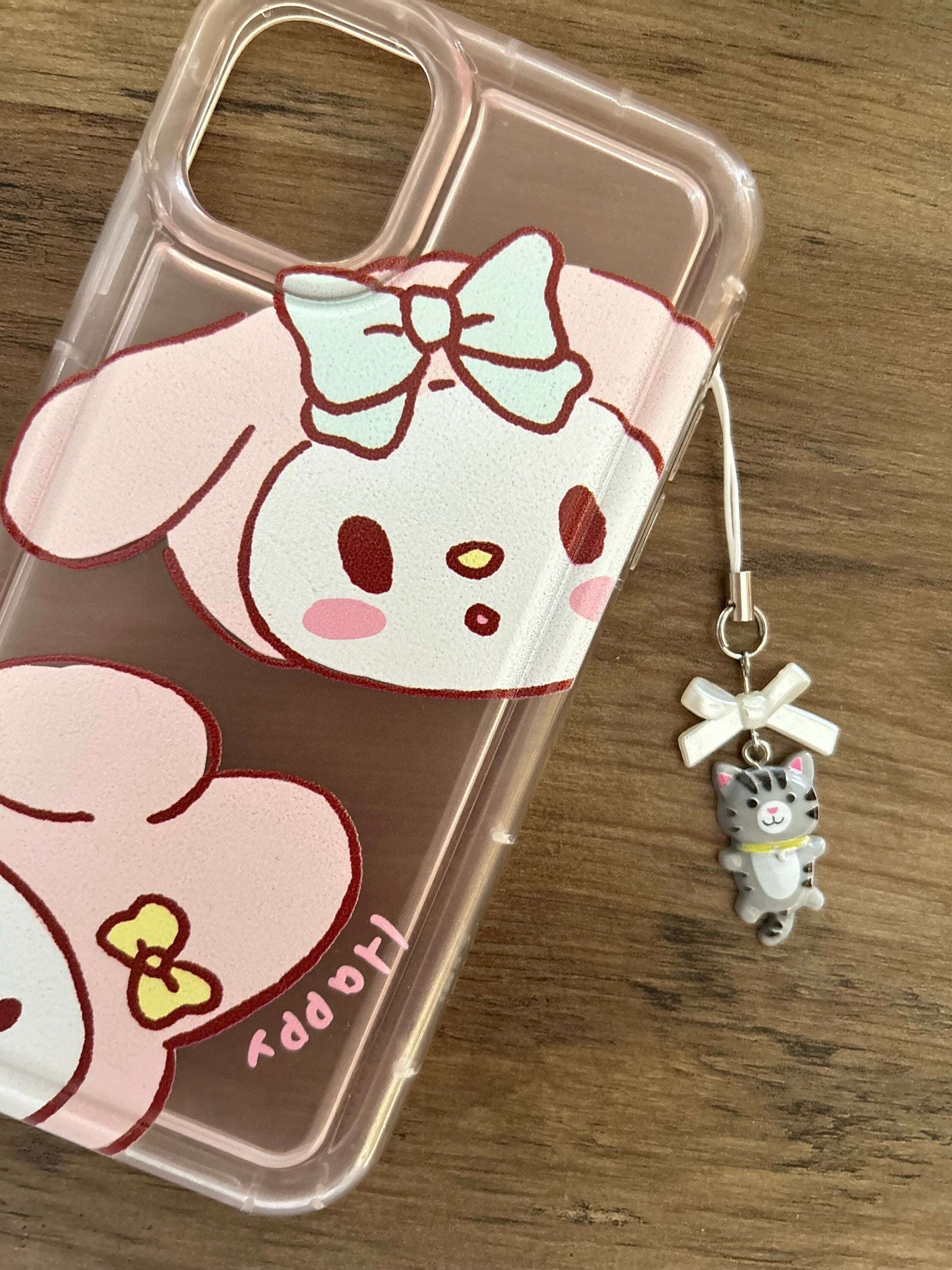 HANDMADE Cute Kawaii Calico Cat Kitty Phone Charms Grey