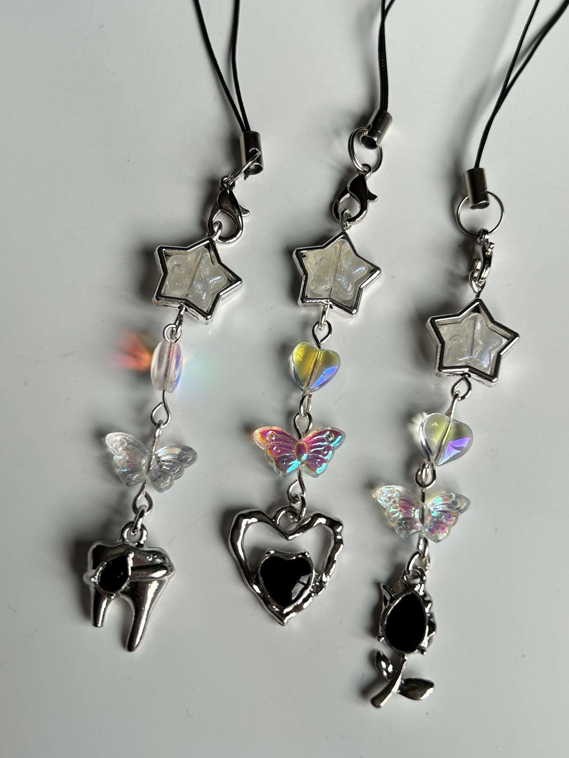 HANDMADE Cute Whimsical Black Phone Charms