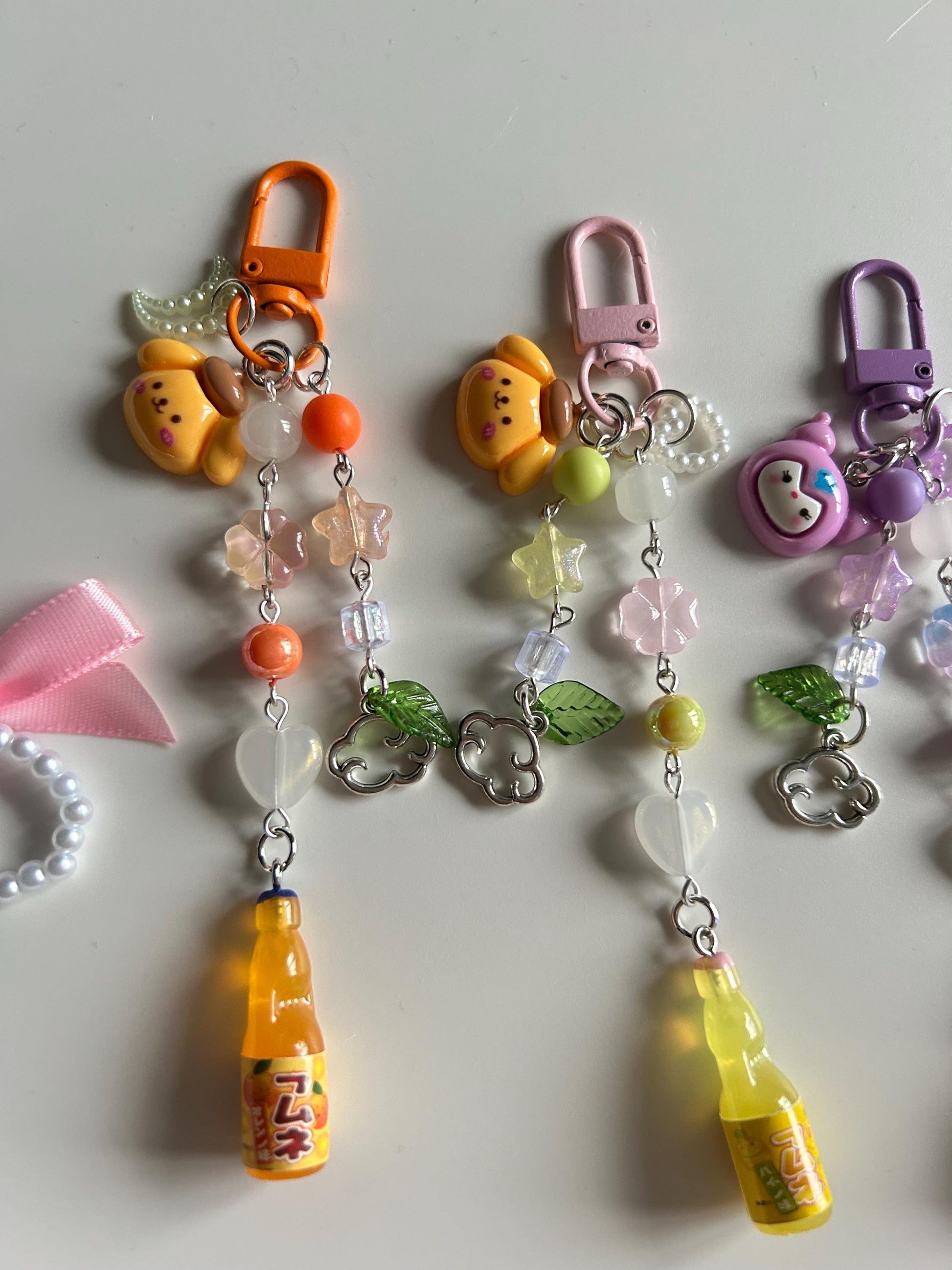 HANDMADE Kawaii Cute Themed Sanrio Ramune Drink Bottle Keychains