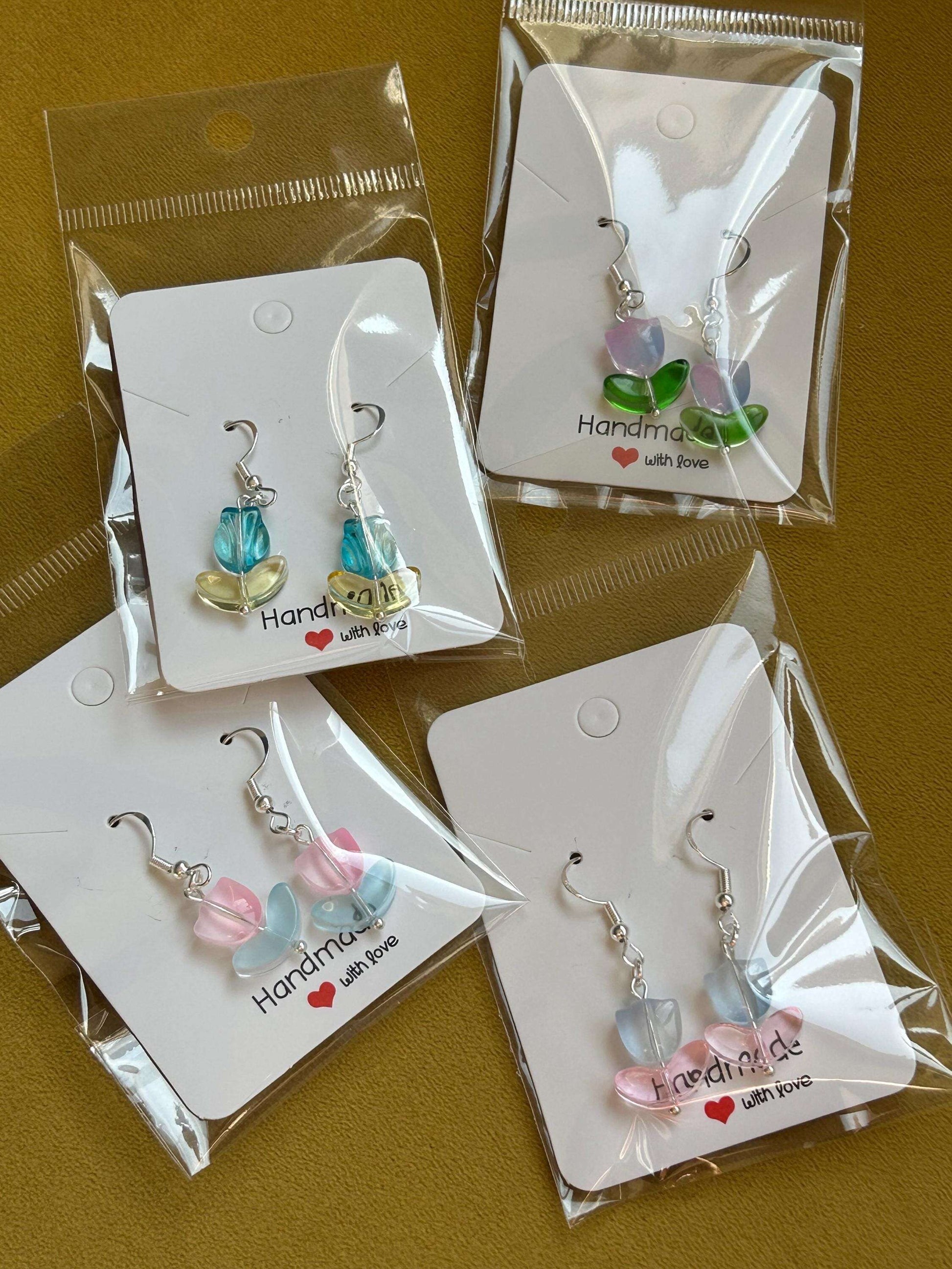 Handmade Cute Coquette Sterling Silver Tulip Earrings