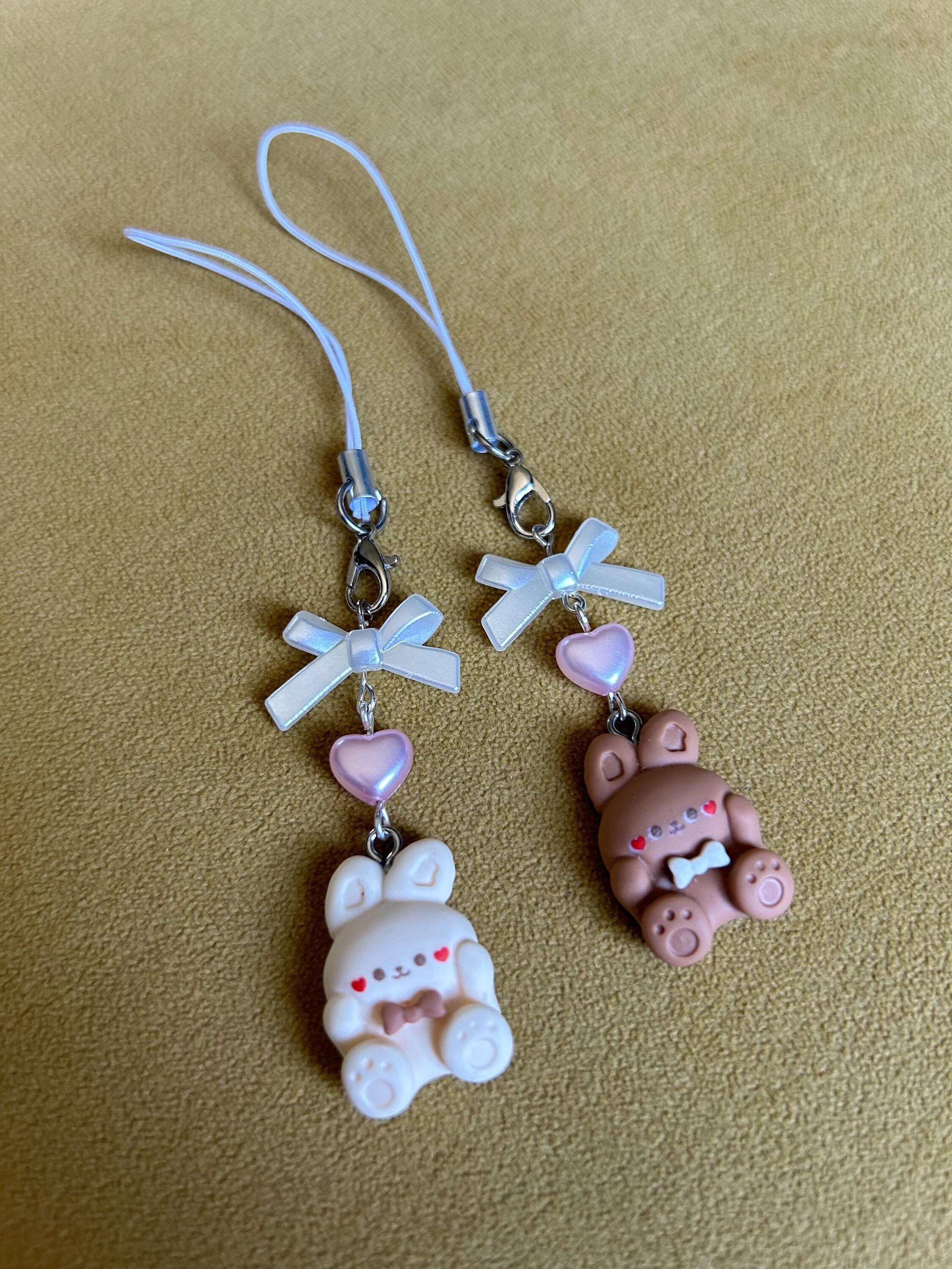 HANDMADE Cute Kawaii Choco Bunny and Bears Phone Charms Vanilla Belly Bunny