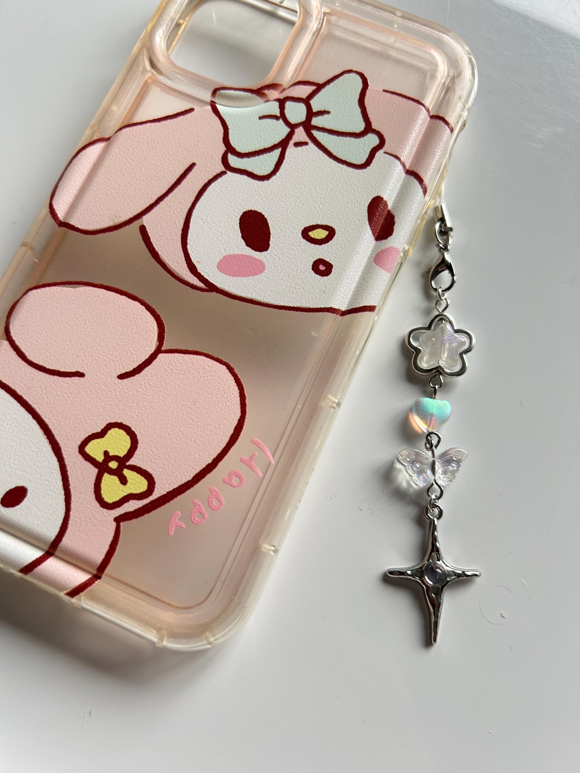 HANDMADE Cute Whimsical Star Phone Charms Matte Shimmer Heart