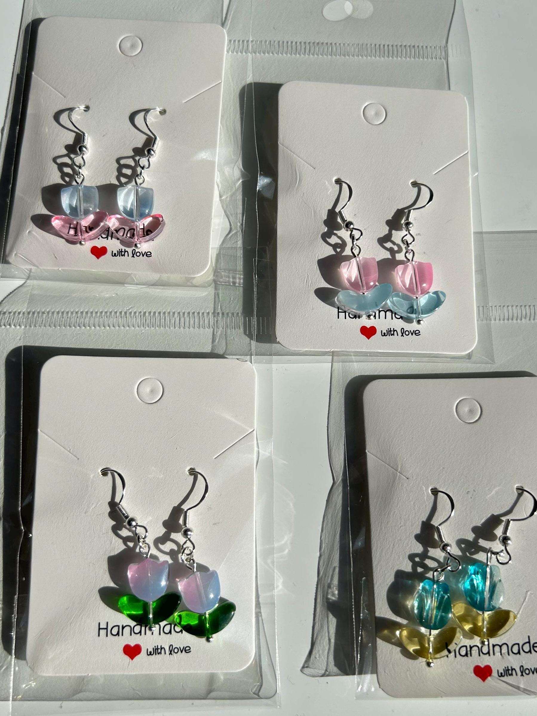Handmade Cute Coquette Sterling Silver Tulip Earrings