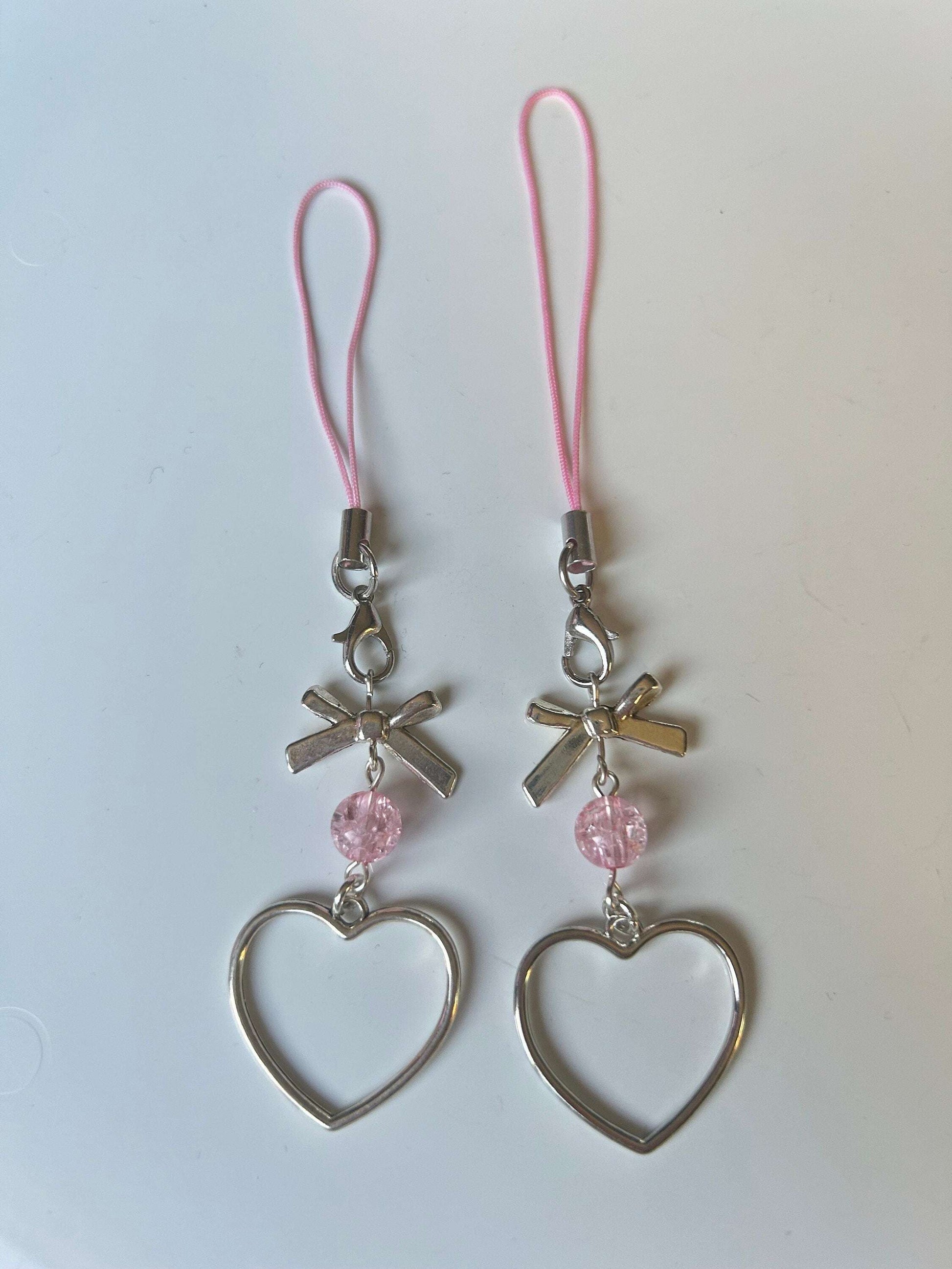 HANDMADE Cute Coquette Phone Charms Crackle Heart