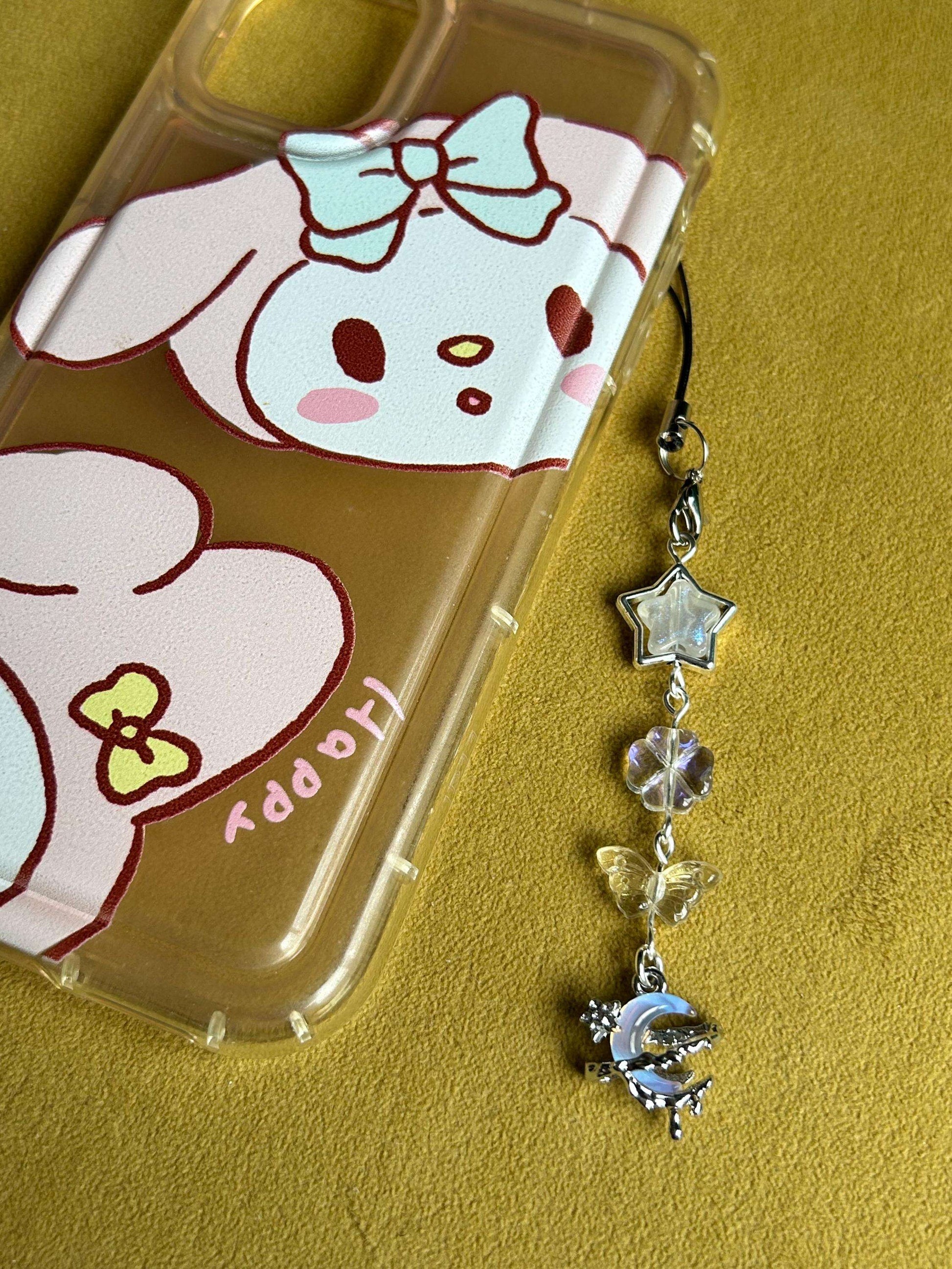 HANDMADE Cute Whimsical Iridescent Phone Charms Blue Moon