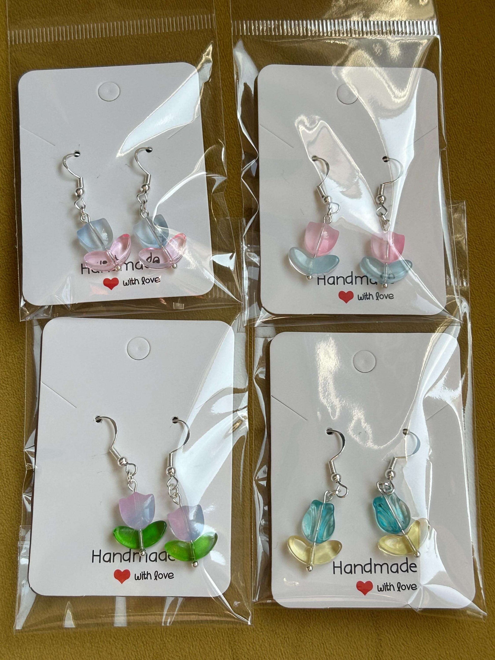 Handmade Cute Coquette Sterling Silver Tulip Earrings