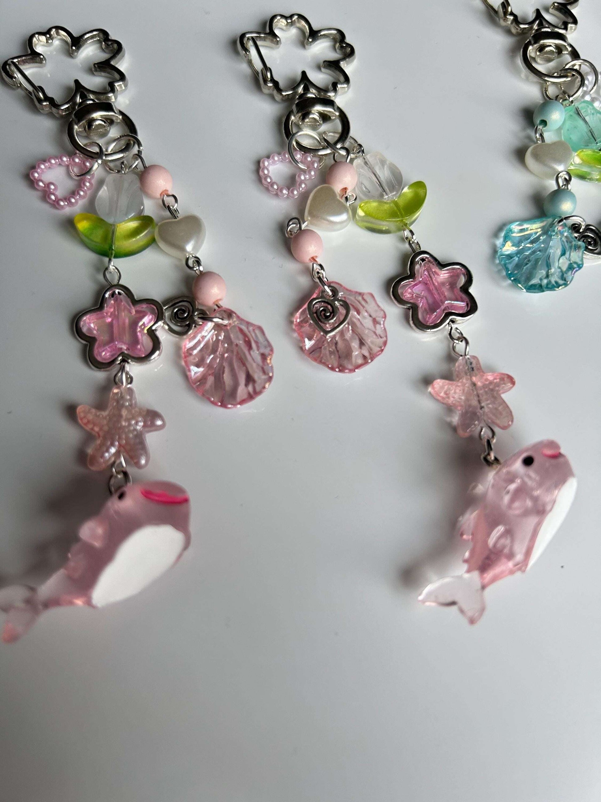 HANDMADE Cute Kawaii Pink Whale Shark Keychain