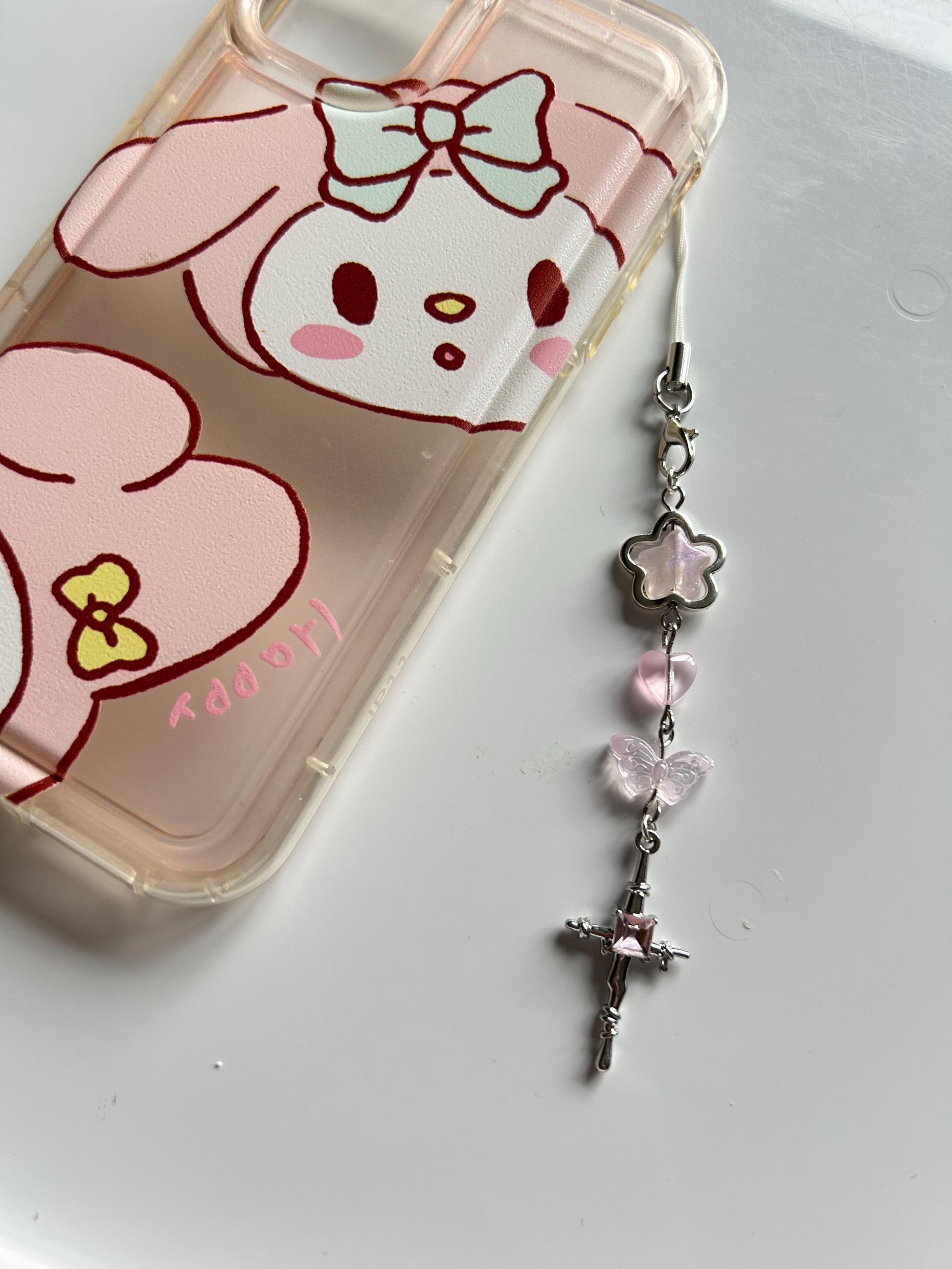 HANDMADE Cute Whimsical Star Phone Charms Pink