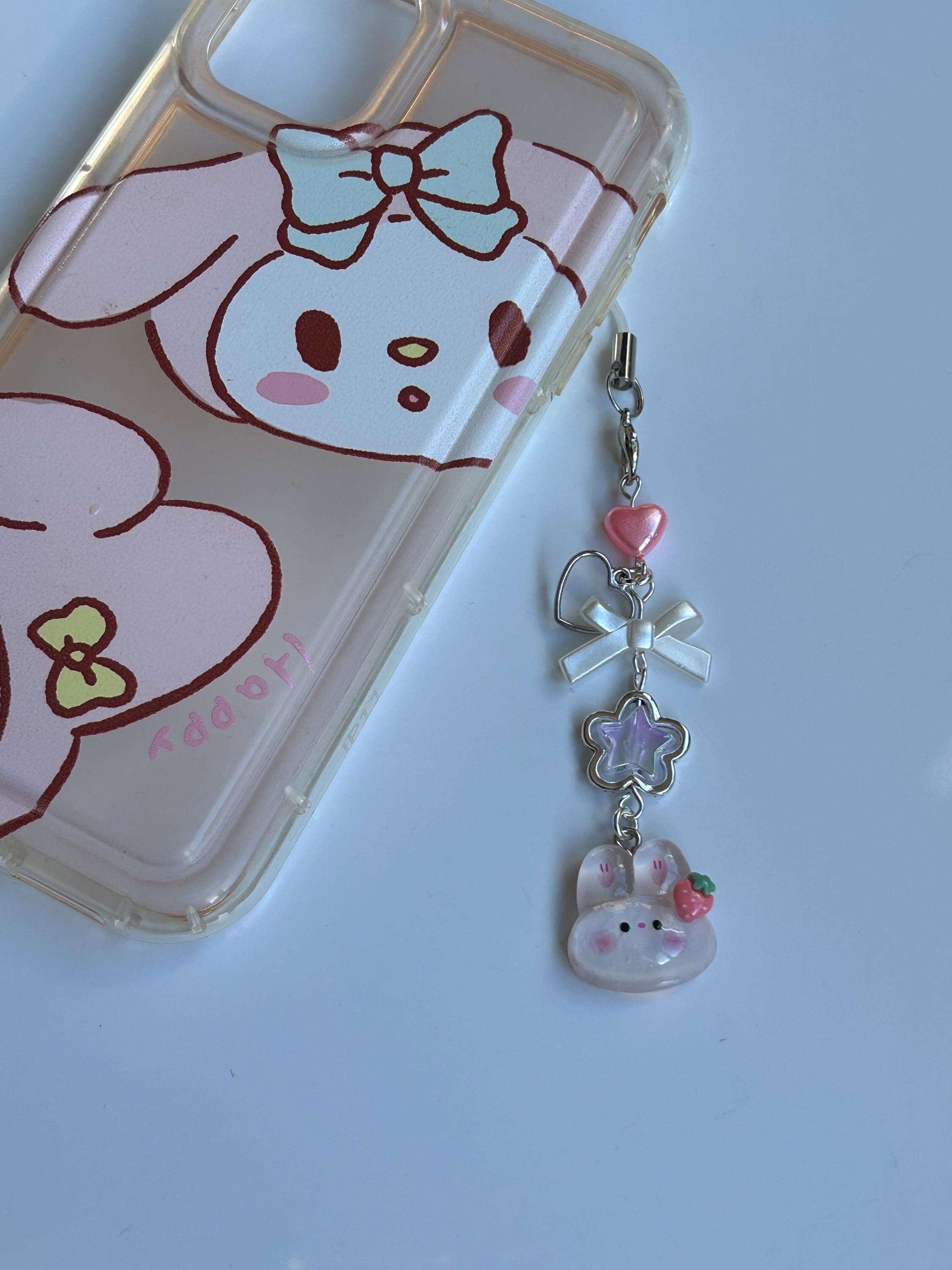 HANDMADE Cute Kawaii Bunny Phone Charms Bunny Head Clear