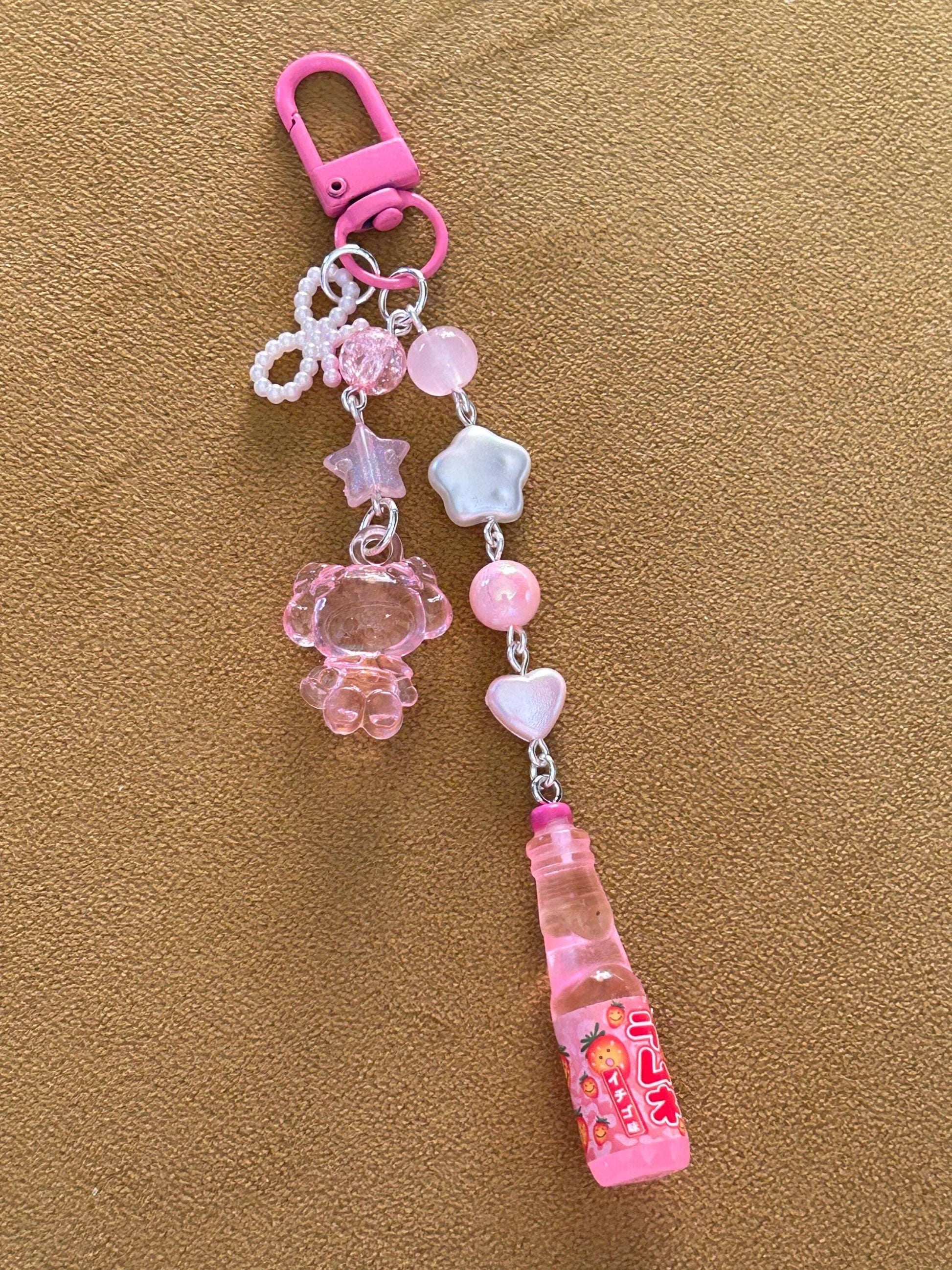 HANDMADE Kawaii Cute Themed Sanrio Ramune Drink Bottle Keychains Pink My Mld