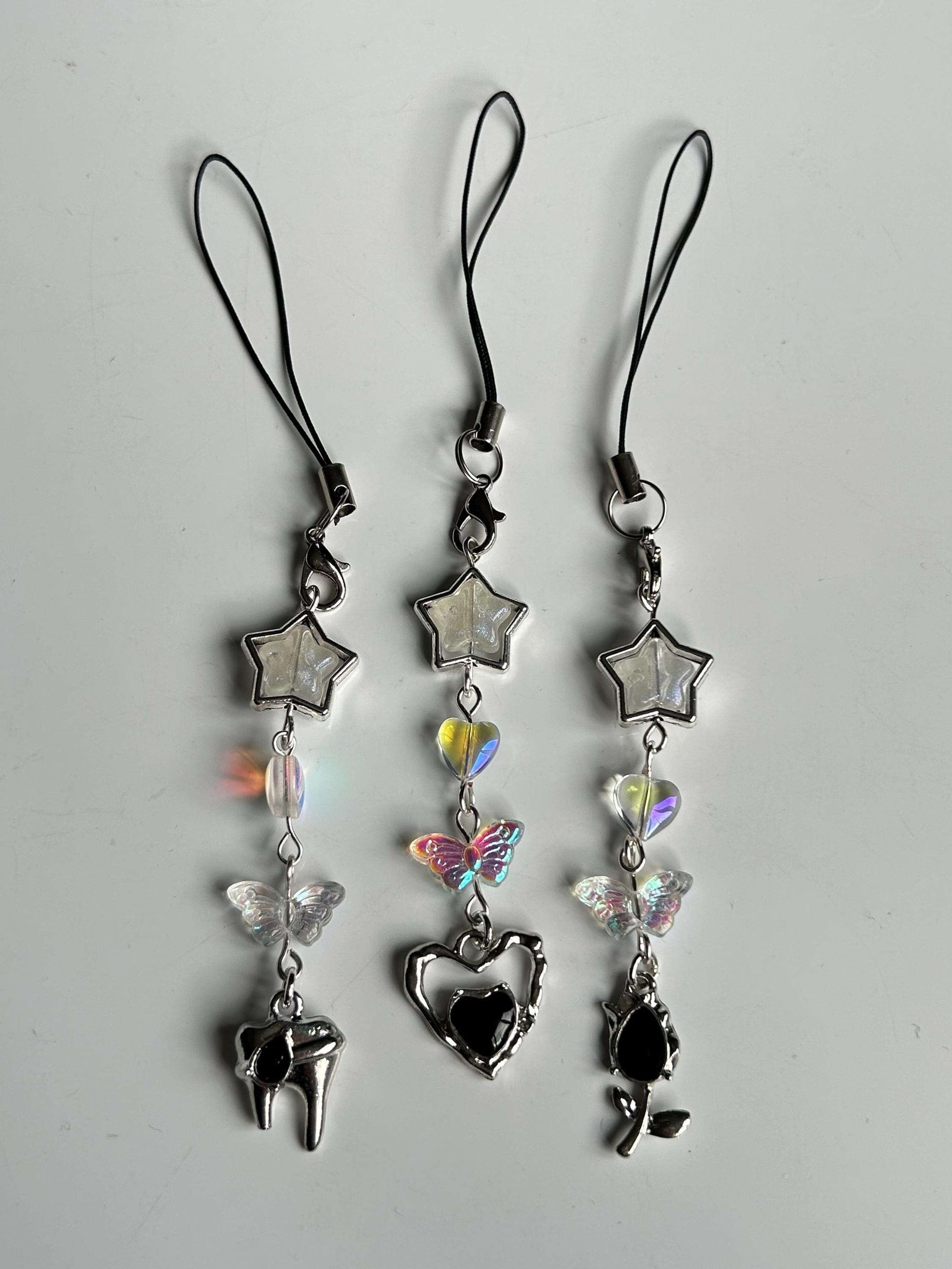 HANDMADE Cute Whimsical Black Phone Charms