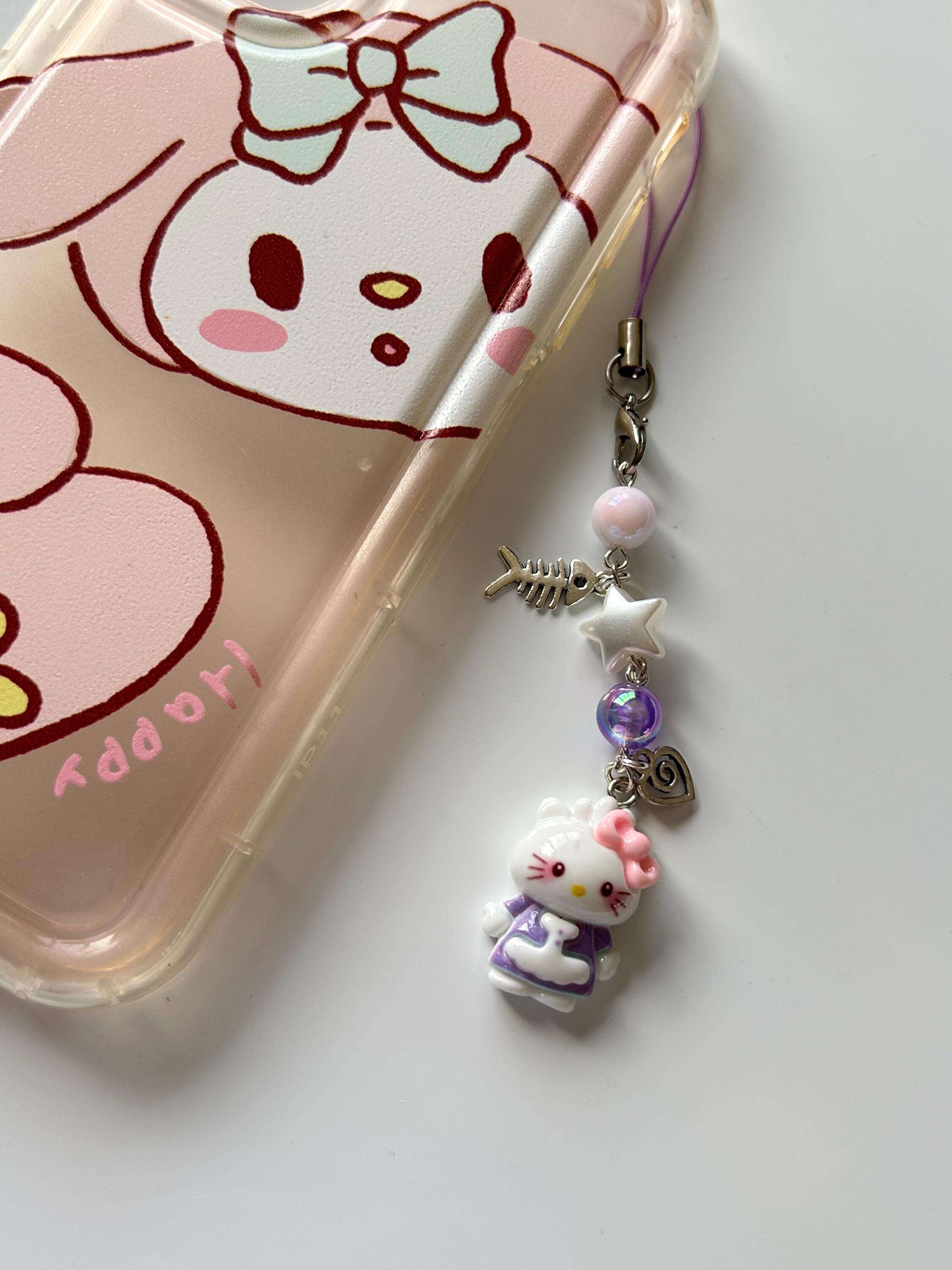 HANDMADE Cute Hello Kitty and Friends Inspired Phone Charms Purple Pjs Kitty