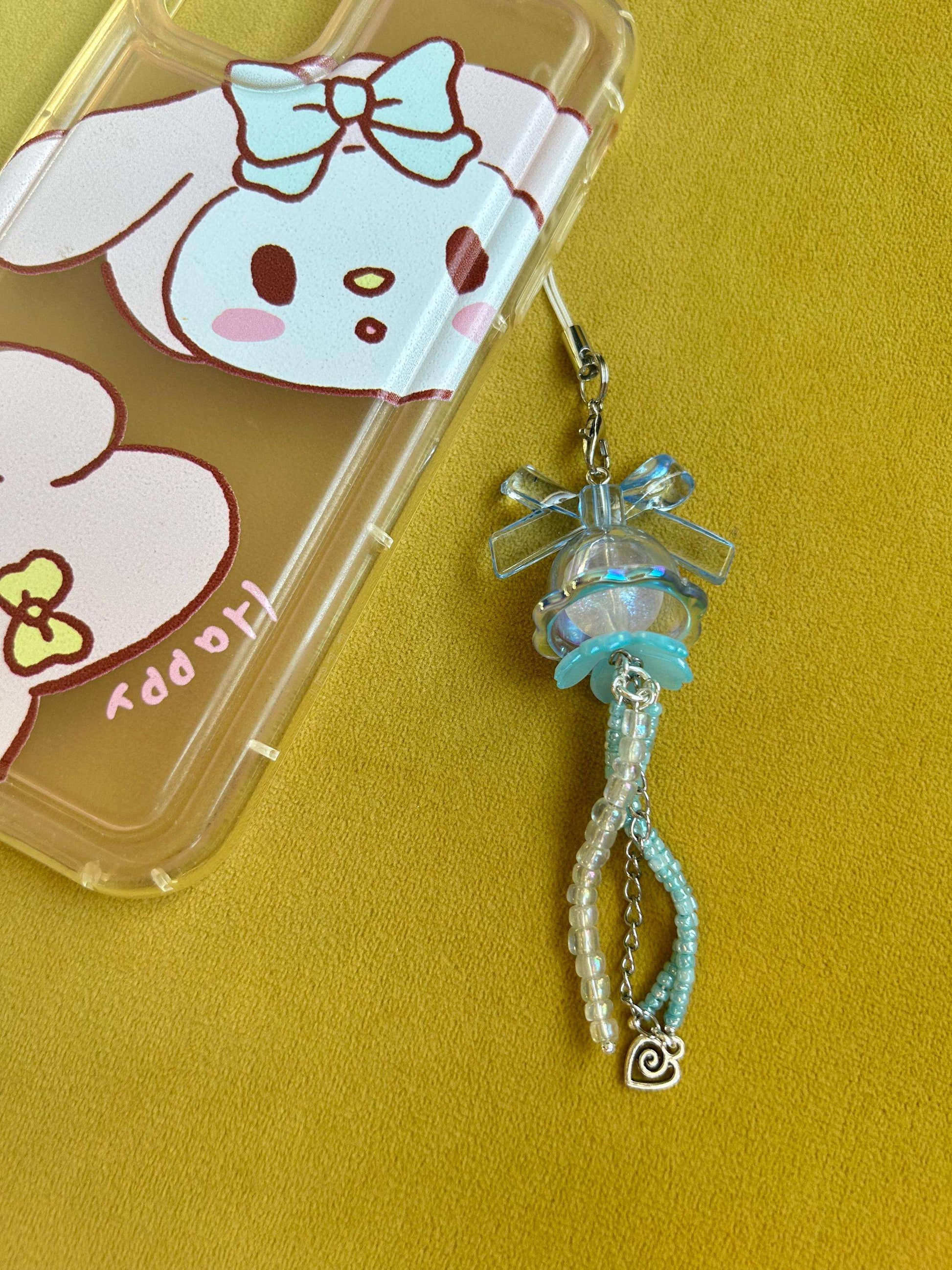 HANDMADE Cute Pastel Bow Jellyfish Phone Charms Tranquil Sky