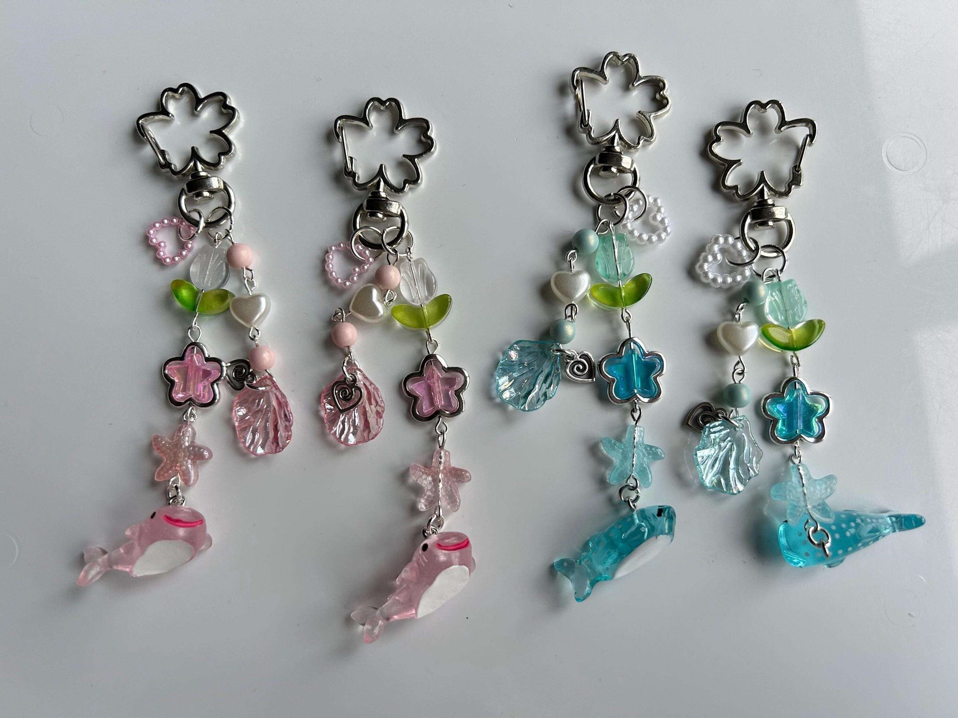 HANDMADE Cute Kawaii Pink Whale Shark Keychain