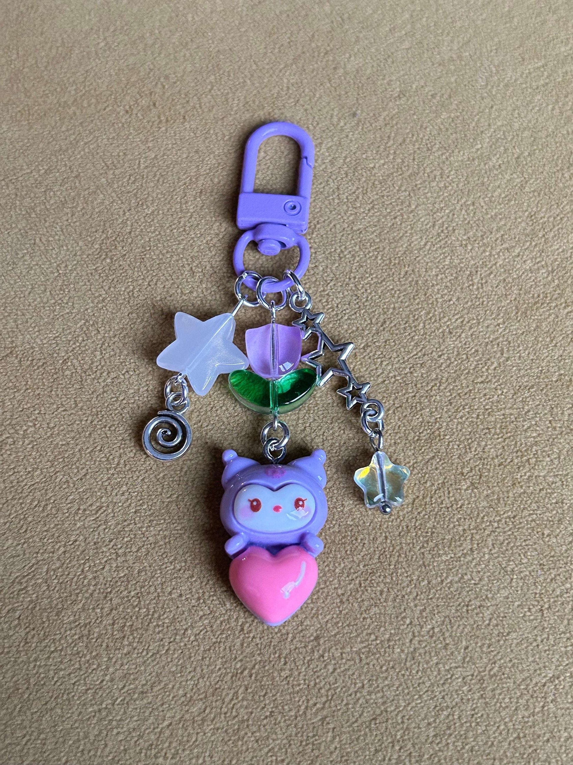 Super Cute Handmade Kawaii Sanrio Inspired Tulip Keychains Kuromi Purple