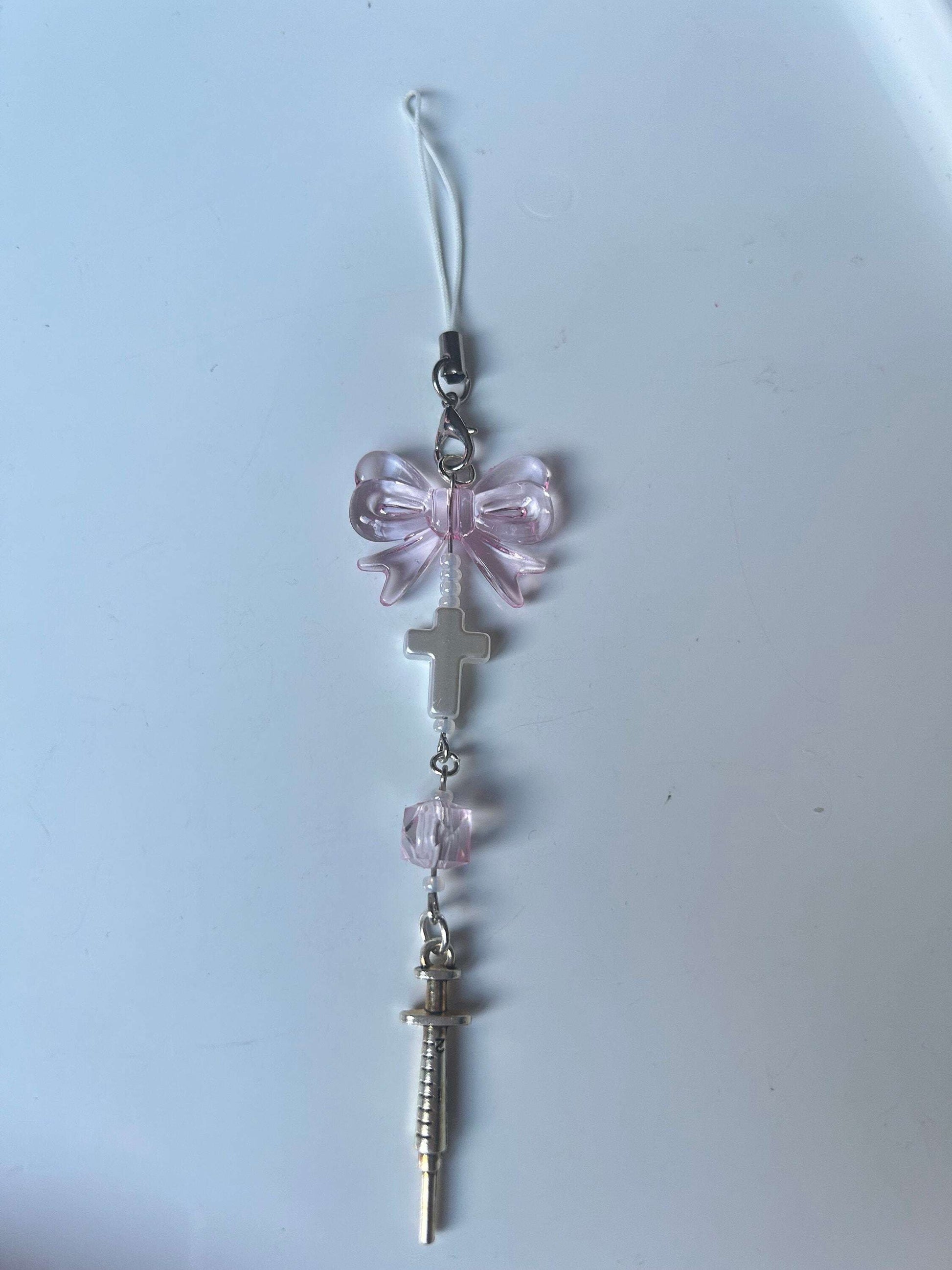 HANDMADE Cute Coquette Phone Charms White Syringe