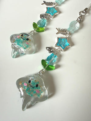 Handmade Kawaii Stingray Phone Charm, Beaded bag charm, Oceancore charm