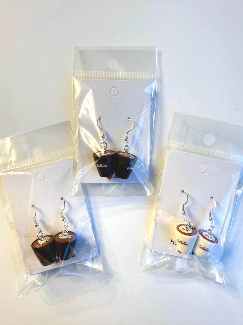 Handmade Kawaii Coffee Cup Sterling Silver Earrings