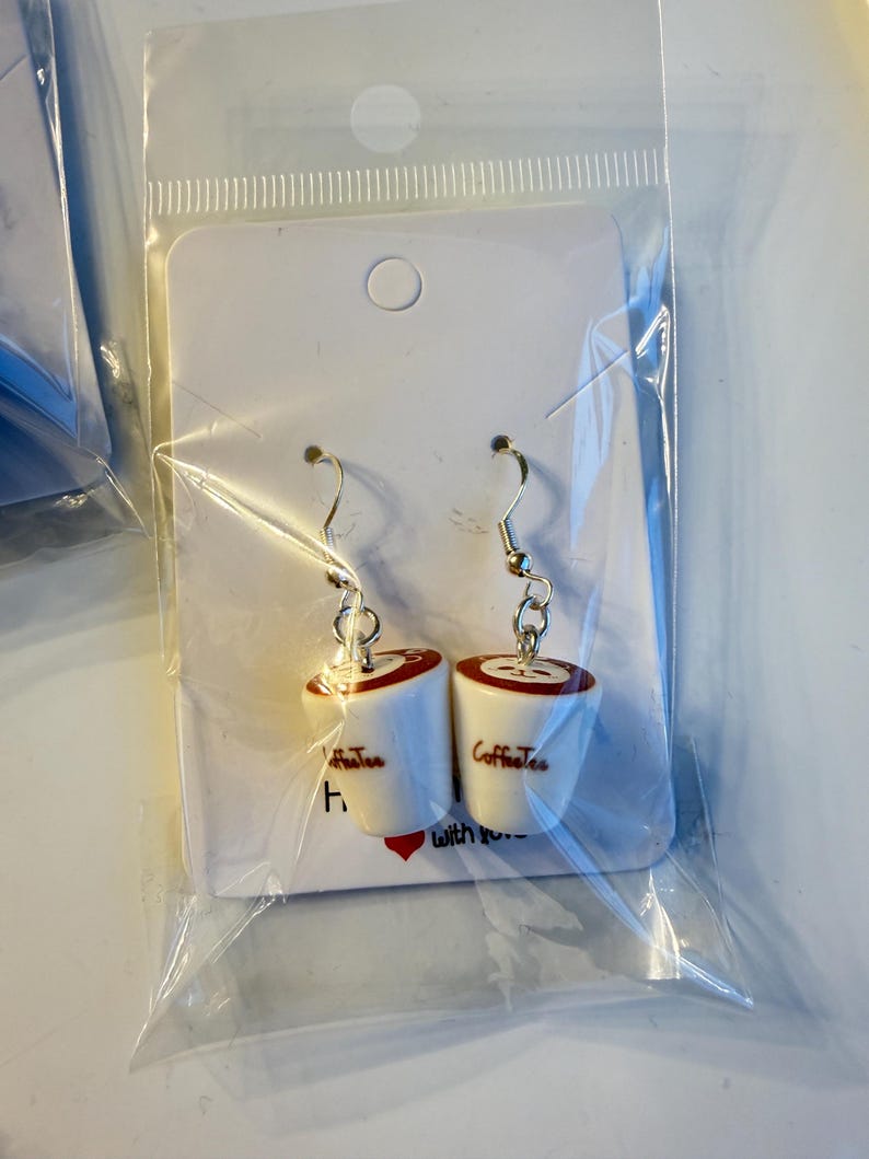 Handmade Kawaii Coffee Cup Sterling Silver Earrings