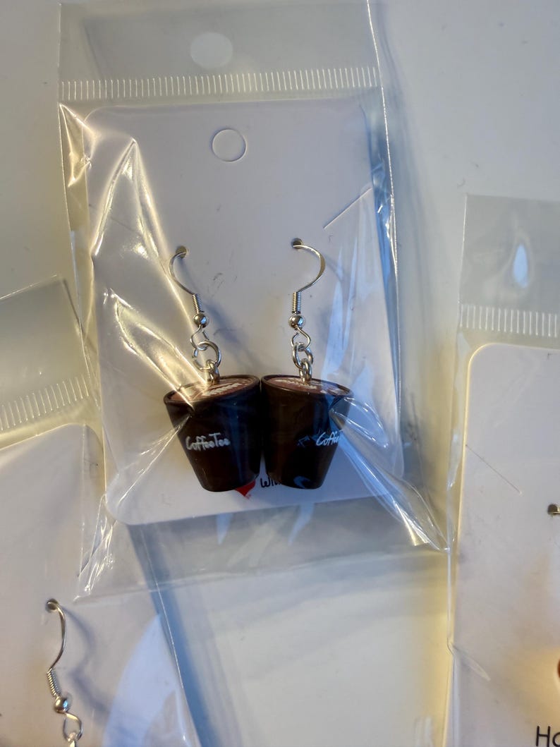 Handmade Kawaii Coffee Cup Sterling Silver Earrings