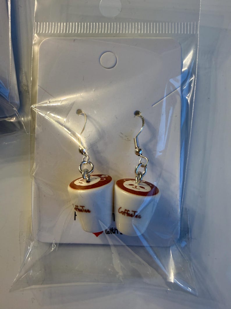Handmade Kawaii Coffee Cup Sterling Silver Earrings