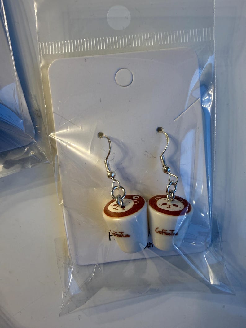 Handmade Kawaii Coffee Cup Sterling Silver Earrings