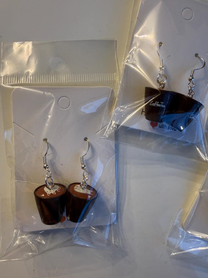 Handmade Kawaii Coffee Cup Sterling Silver Earrings
