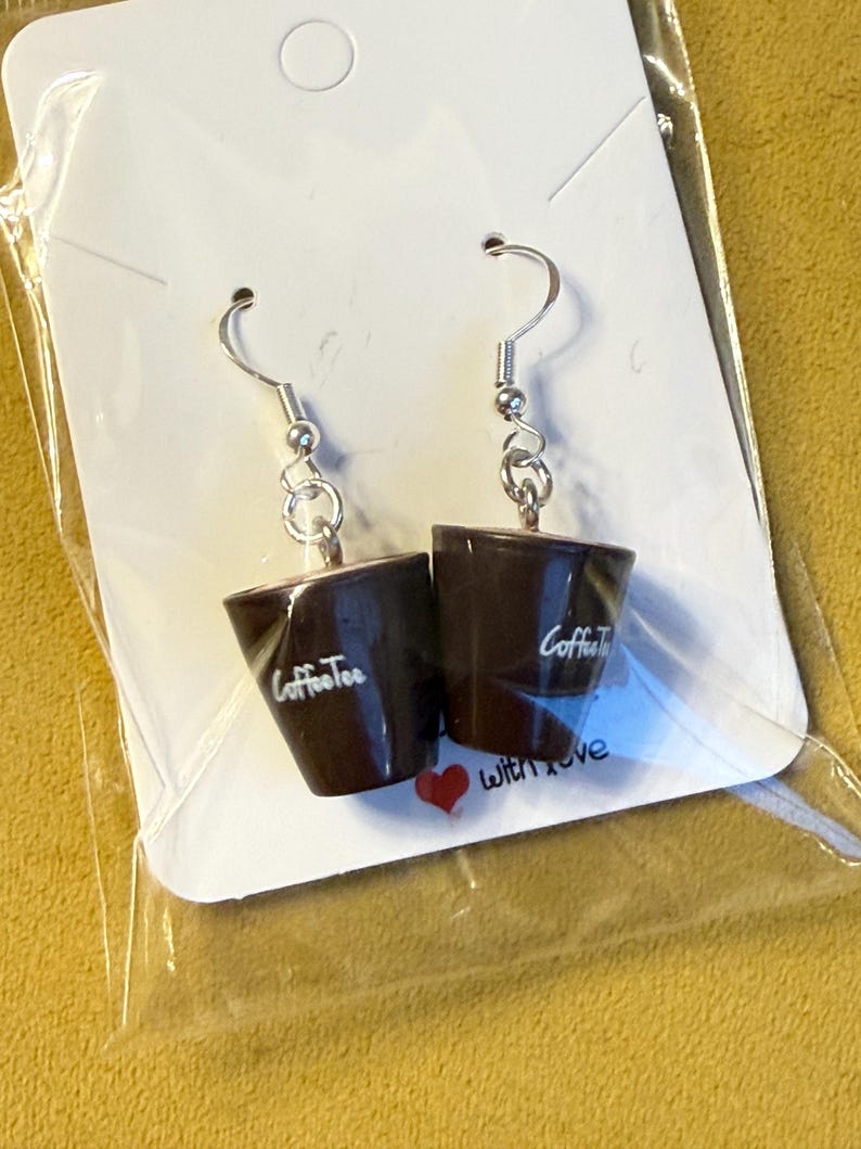 Handmade Kawaii Coffee Cup Sterling Silver Earrings