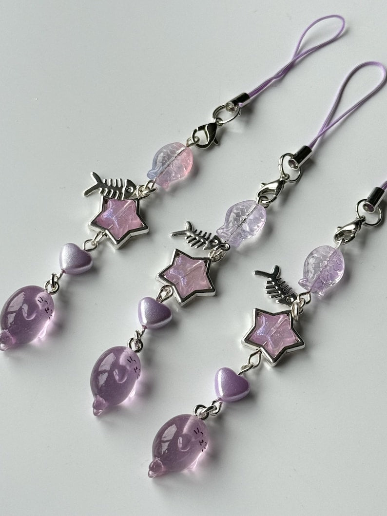 Handmade Purple Kawaii Seal Phone Charms