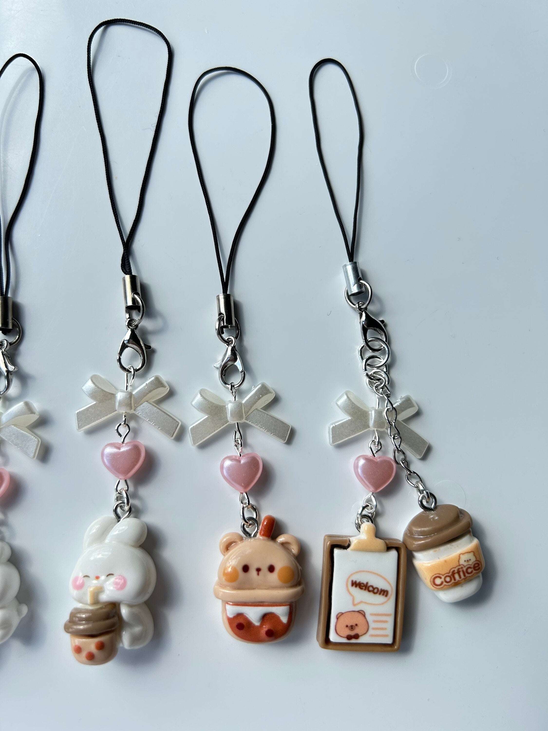 HANDMADE Cute Kawaii Boba Tea Bunny and Bears Phone Charms