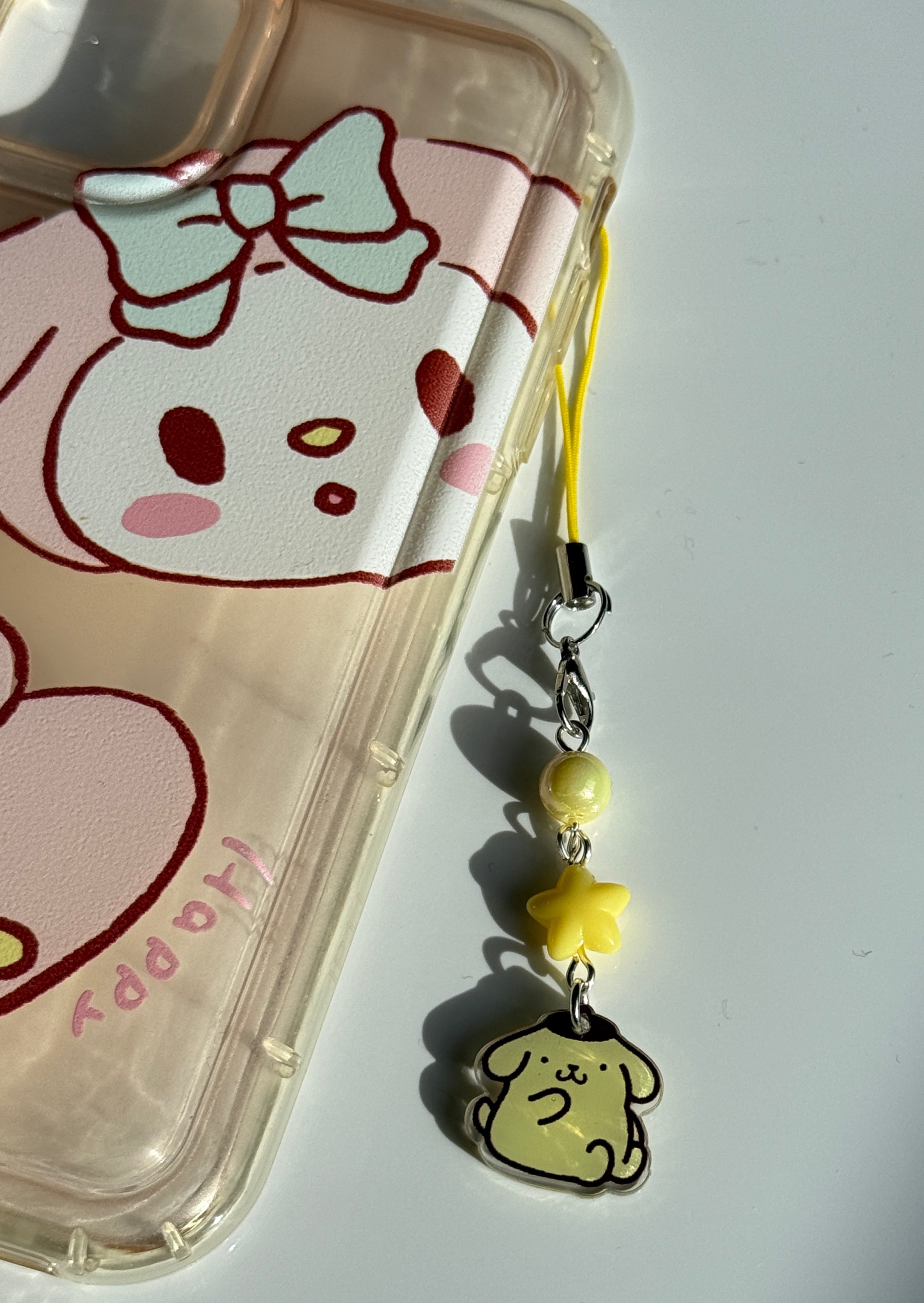 Pompompurin Phone Charm | Kawaii Beaded Phone Strap, Cute Pastel Bag Charm