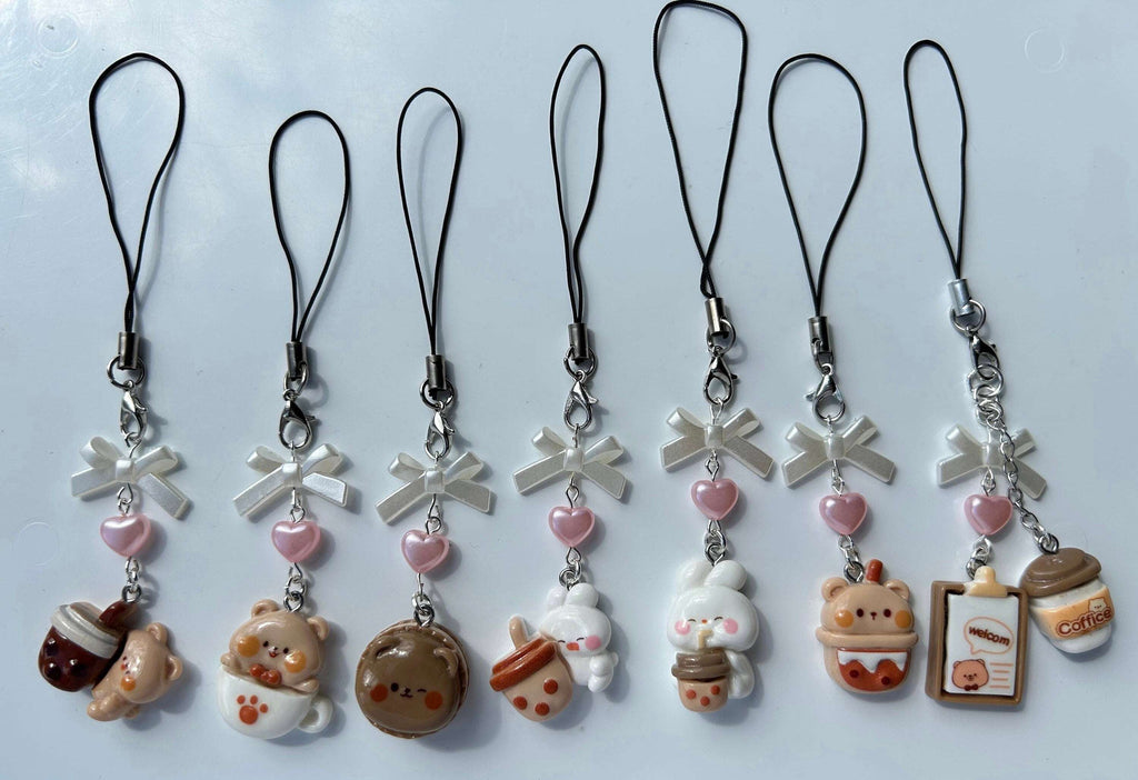 HANDMADE Cute Kawaii Boba Tea Bunny and Bears Phone Charms