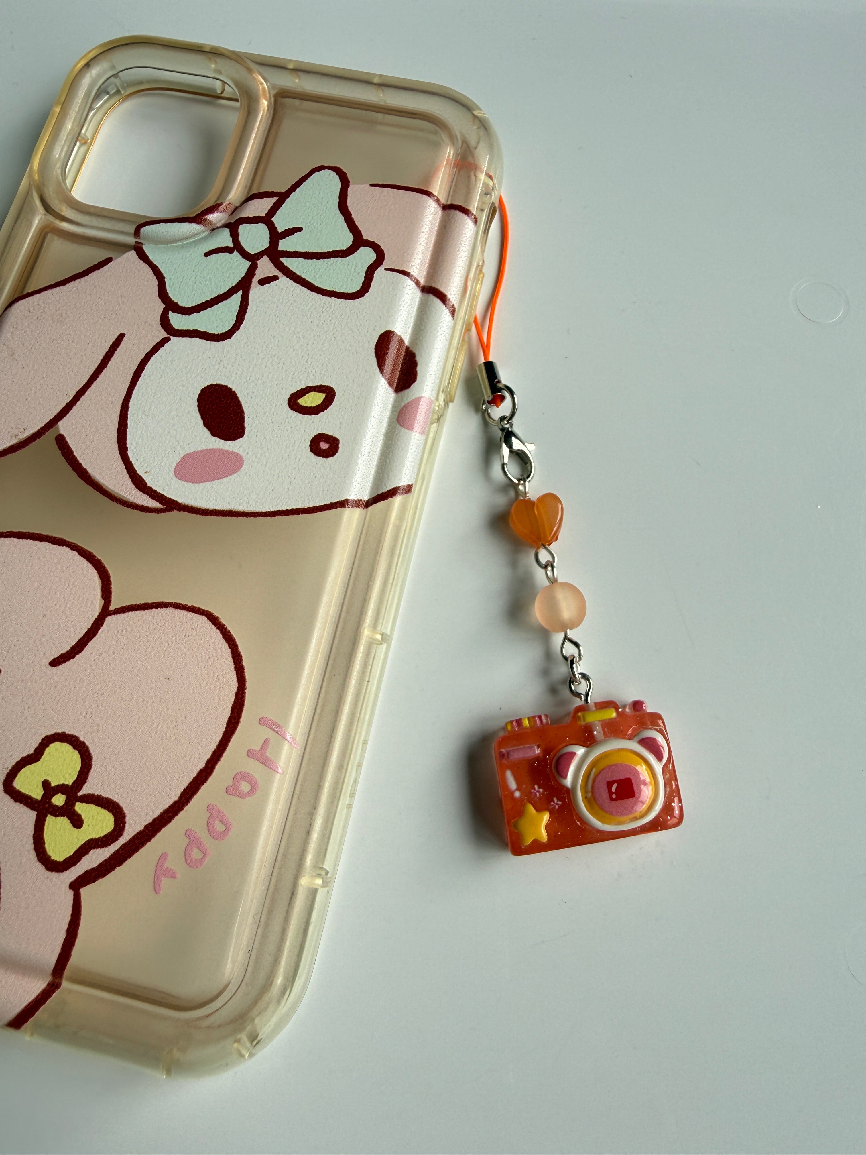 Kawaii Jelly Camera Phone Charm – Cute Pastel Beaded Strap | Handmade Y2K Harajuku Aesthetic Accessory
