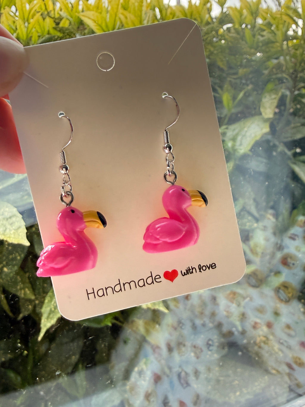 Cute Pink Flamingo Earrings Kawaii Summer Dangles | Pastel Bird Jewellery | Handmade Gift Idea