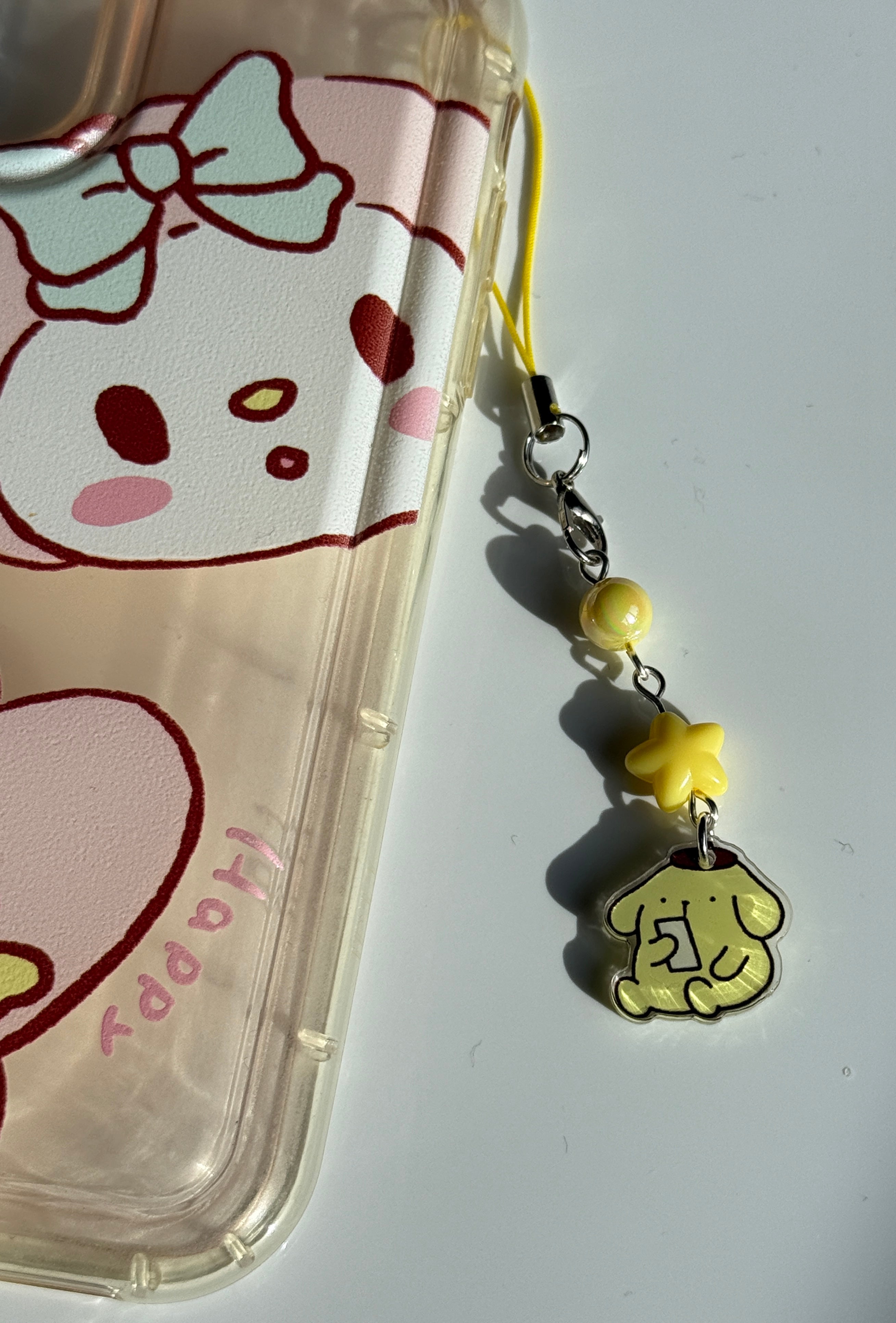 Pompompurin Phone Charm | Kawaii Beaded Phone Strap, Cute Pastel Bag Charm