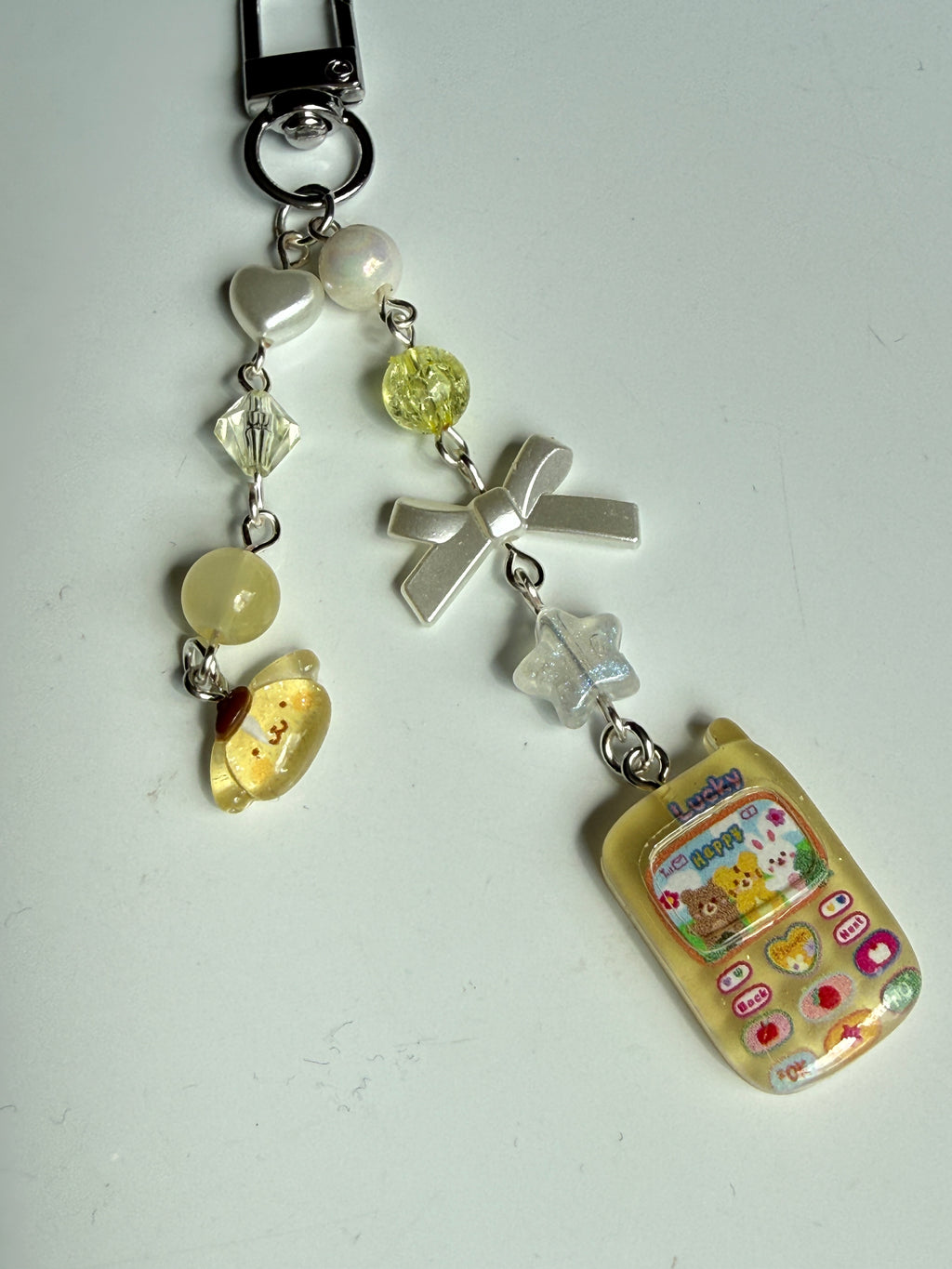 Kawaii Sanrio Style Phone Keychain Charm Y2K Beaded Mobile Phone Charm | Cute Pastel Bag Charm | Handmade Gift