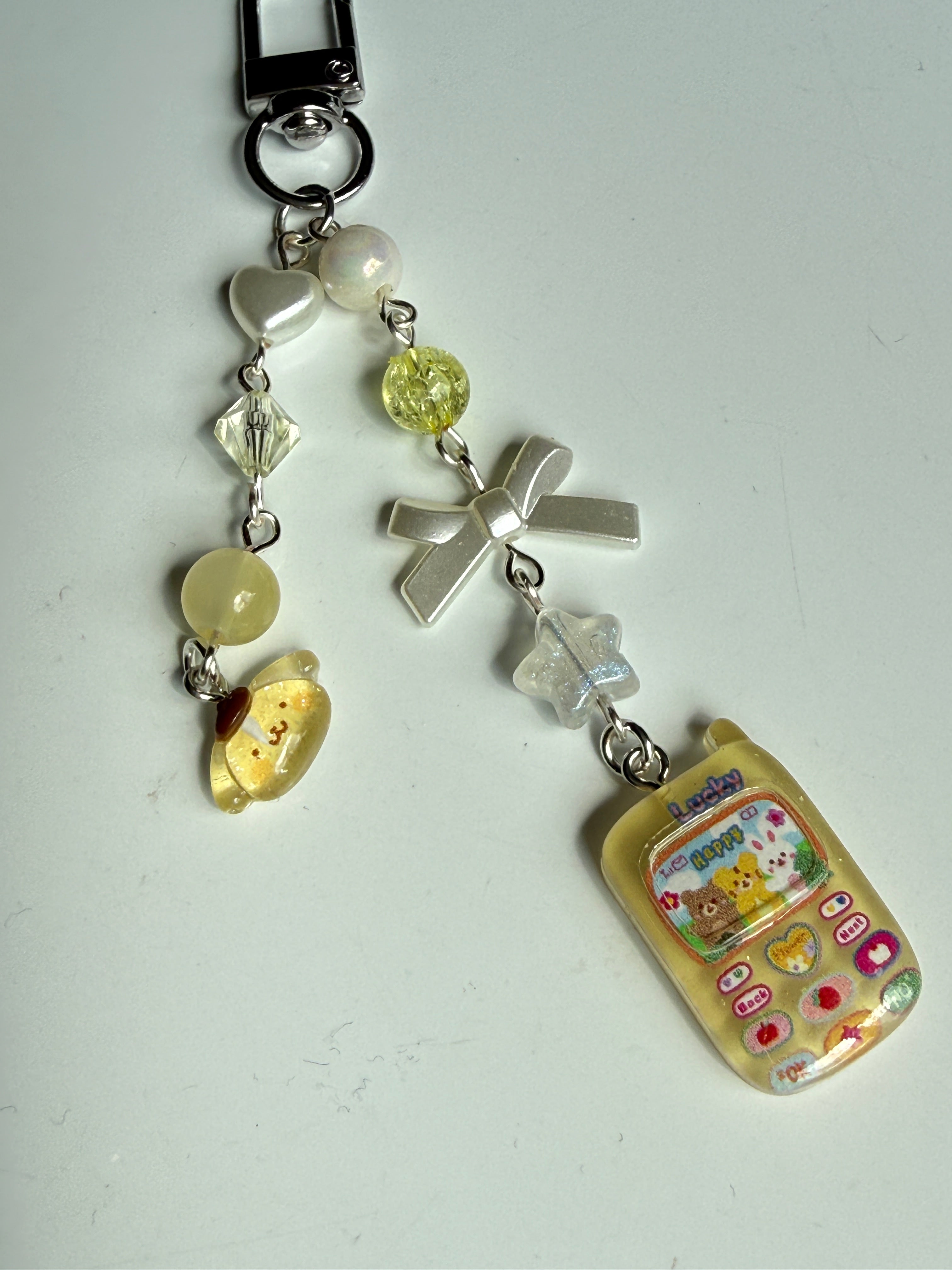 Kawaii Sanrio Style Phone Keychain Charm Y2K Beaded Mobile Phone Charm | Cute Pastel Bag Charm | Handmade Gift