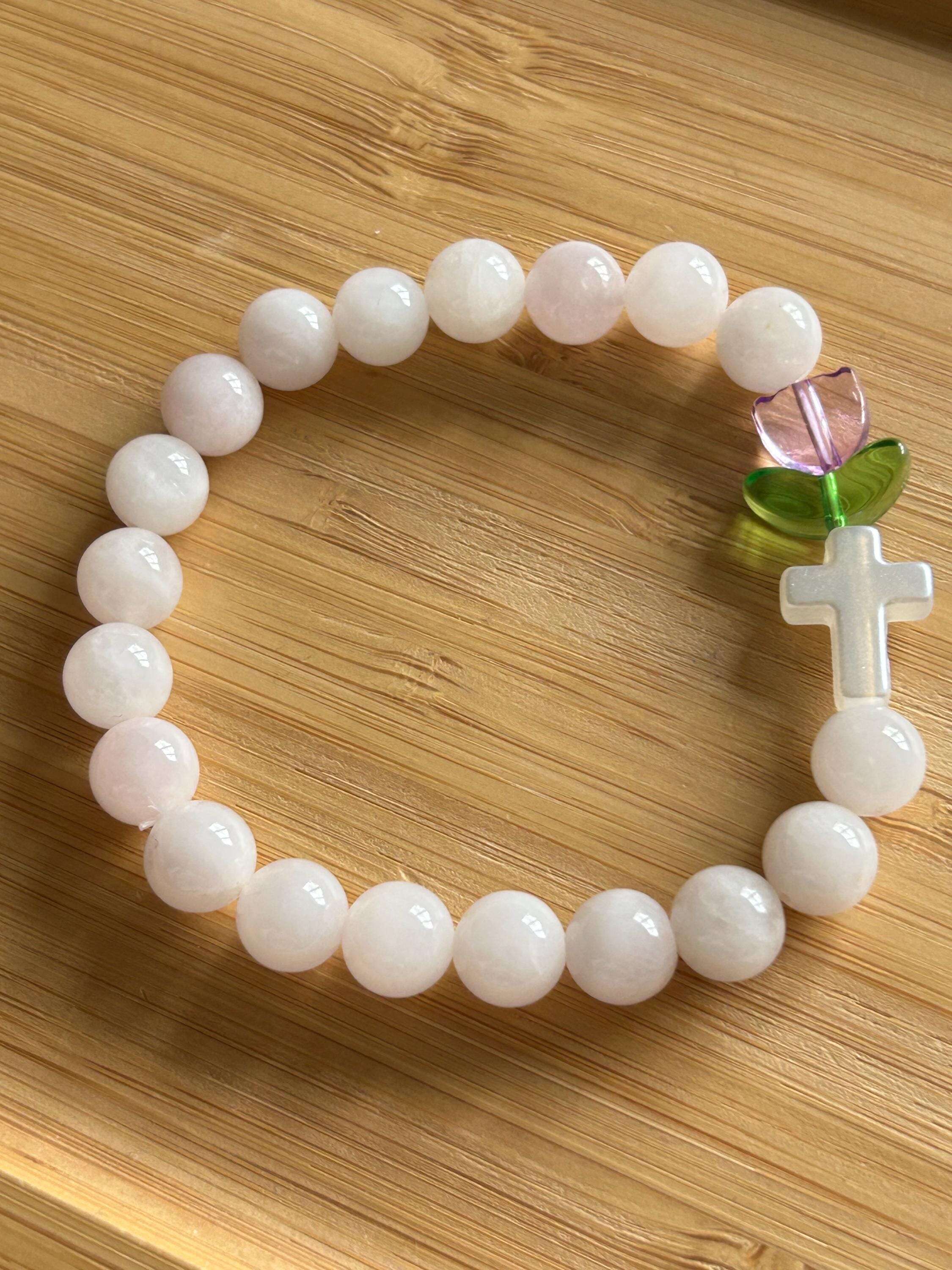 Handmade Beautiful Coquette Tulip Bead Bracelets White
