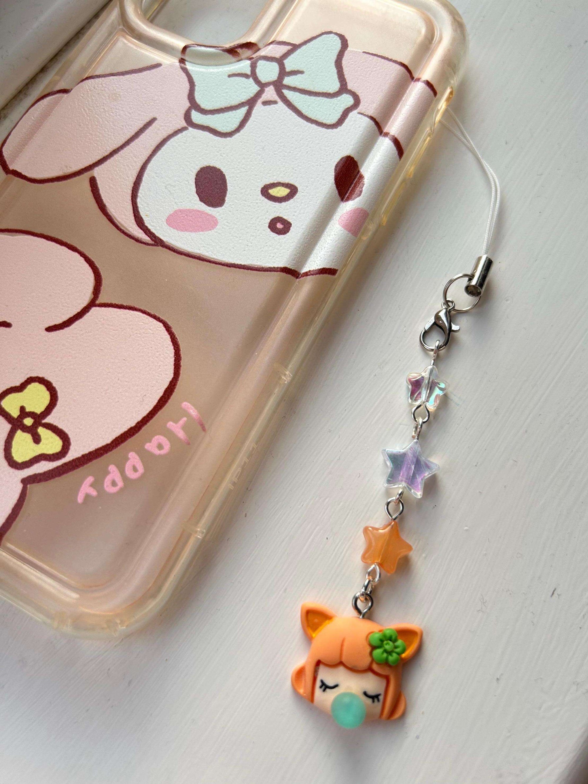 HANDMADE Cute Kawaii Bubblegum Girl Phone Charms Orange