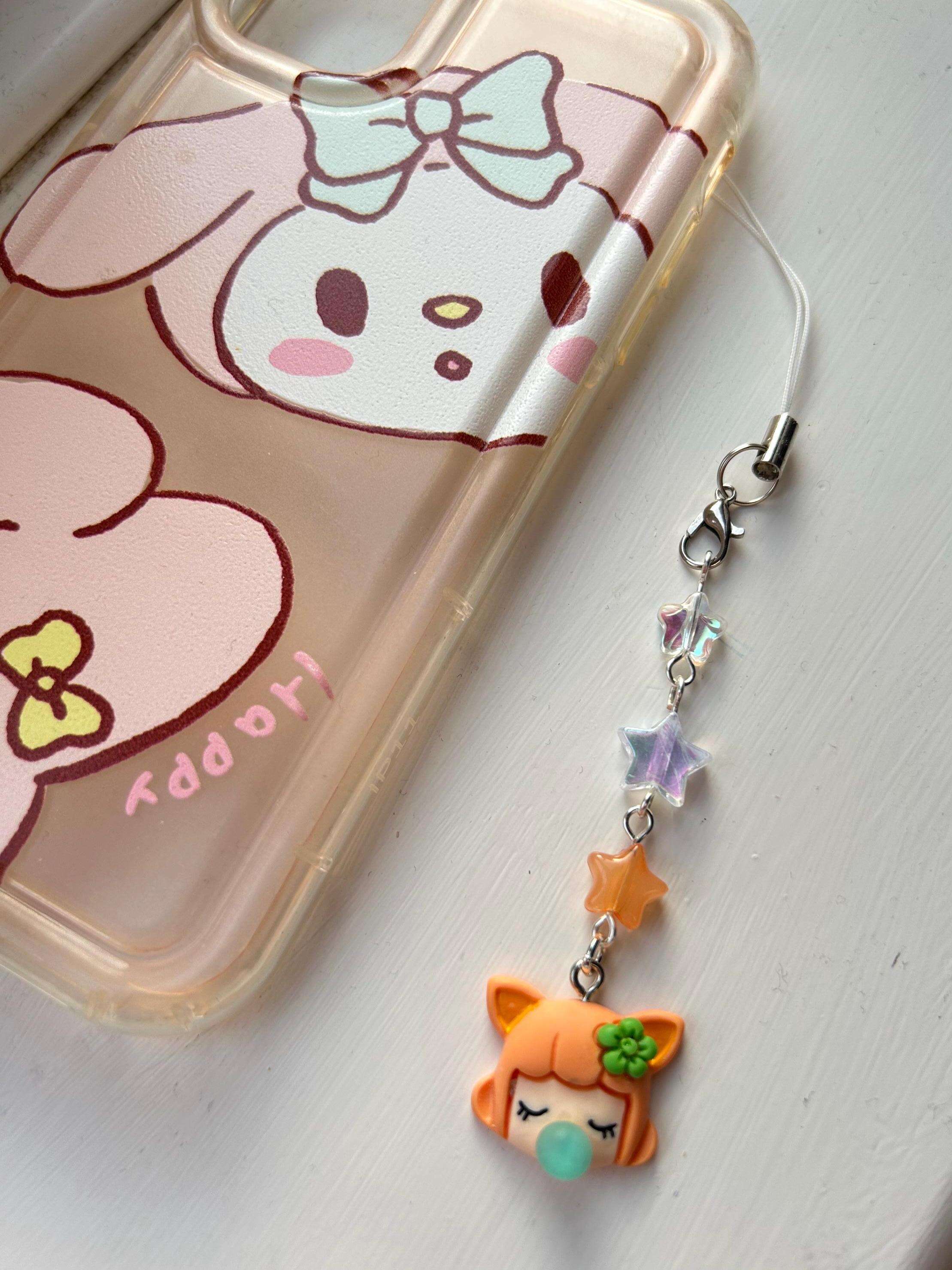 HANDMADE Cute Kawaii Bubblegum Girl Phone Charms Orange