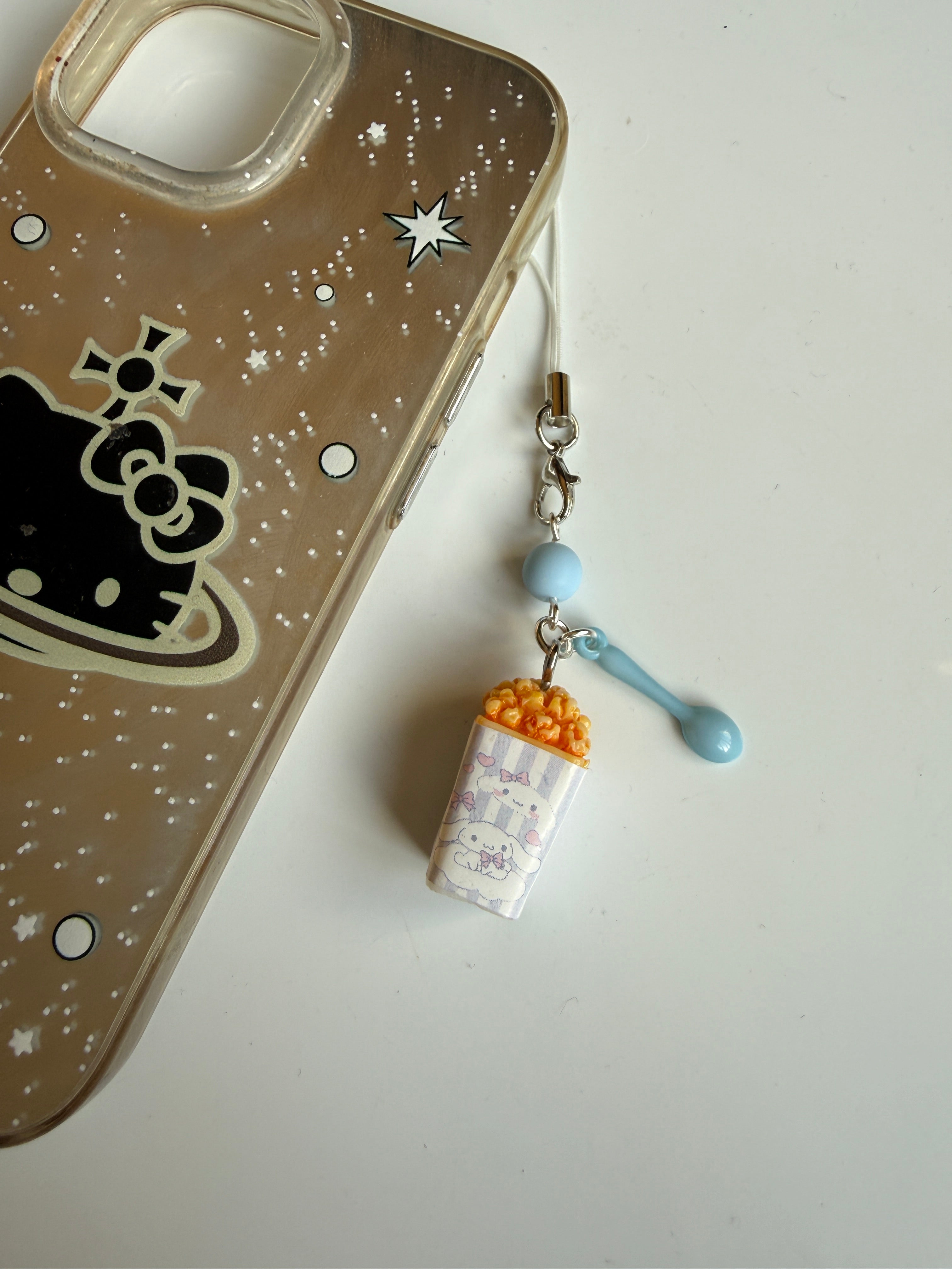 Sanrio Inspired Popcorn Phone Charms – Kuromi, Hello Kitty, Keroppi, Cinnamoroll Kawaii Popcorn Keychains, Cute Anime Bag Charm