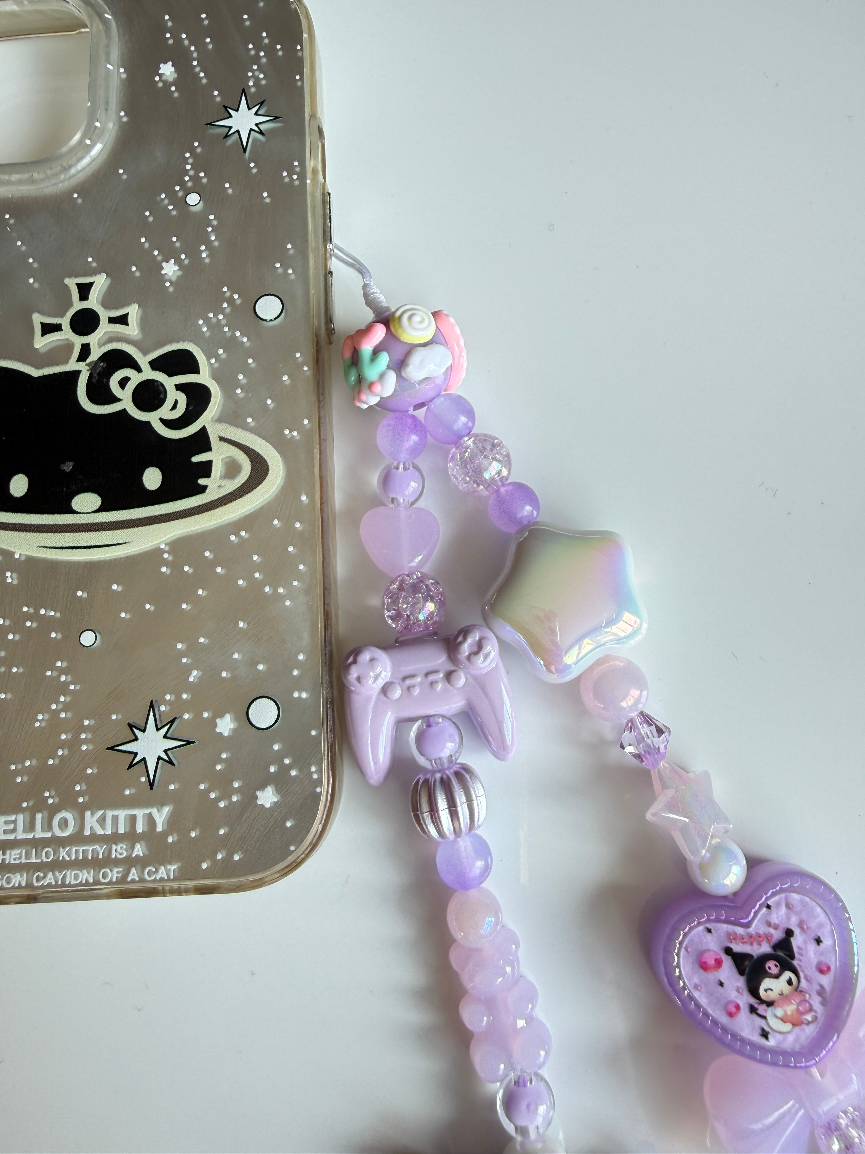 Kuromi Gamer Girl Charm – Kawaii Purple Phone Strap
